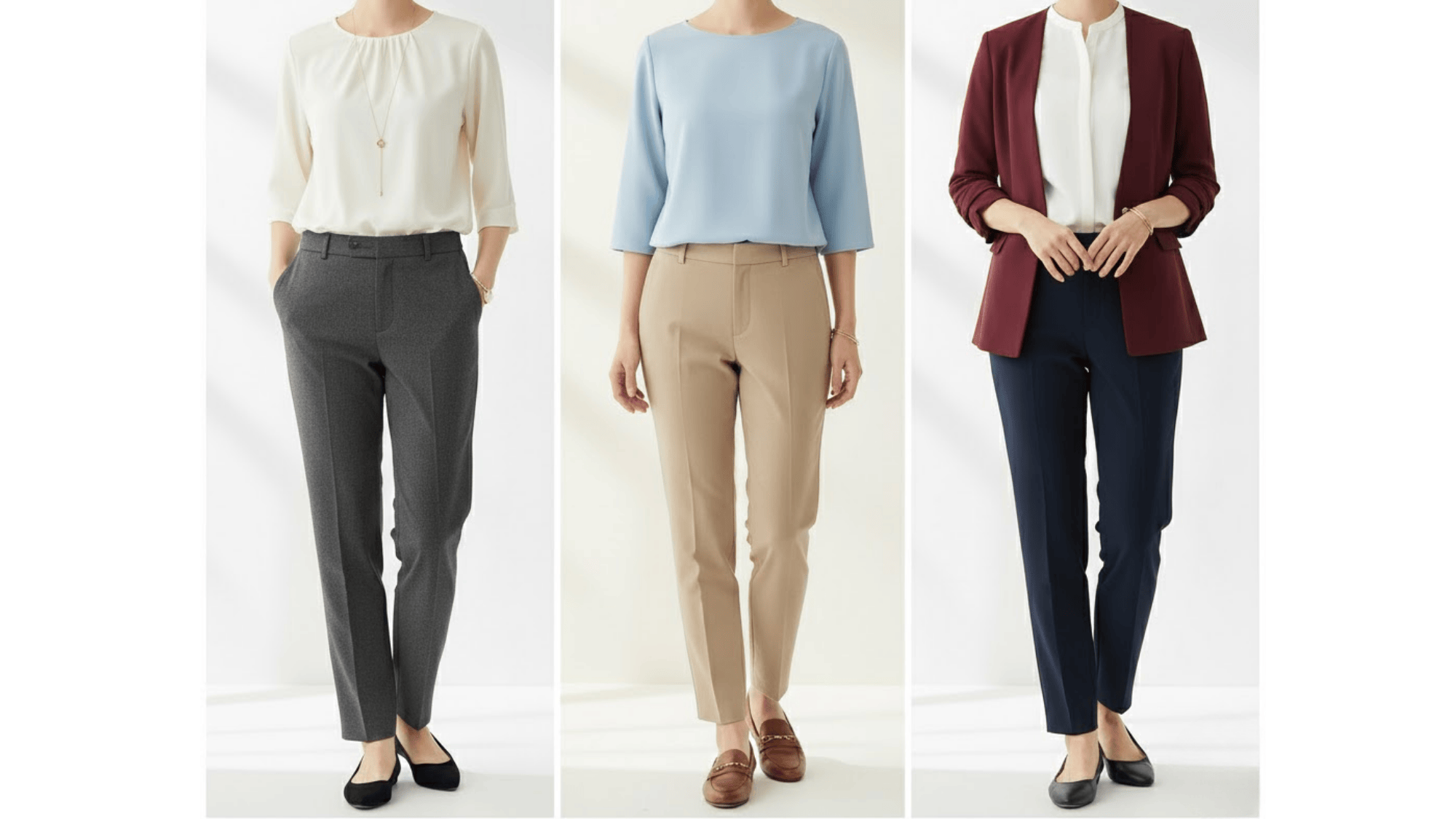 3 tailored pants with a dressy top