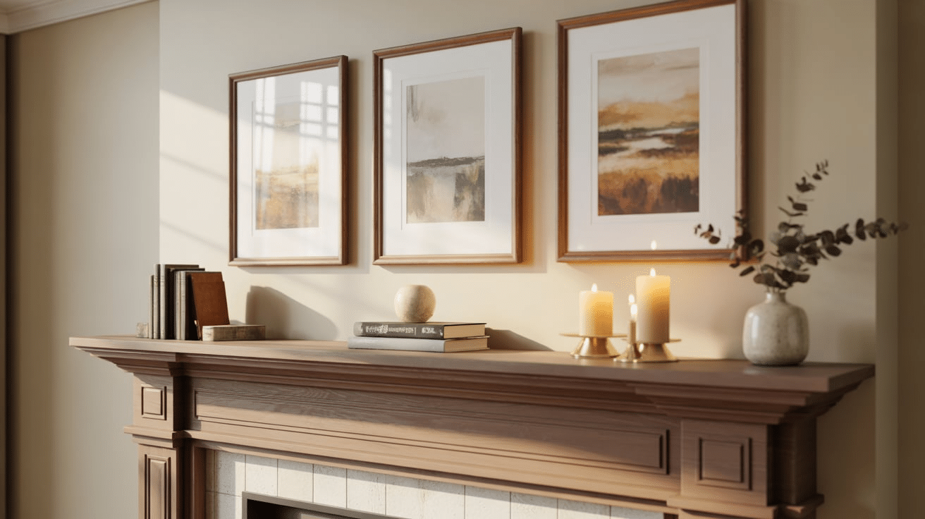 above fireplace mantel