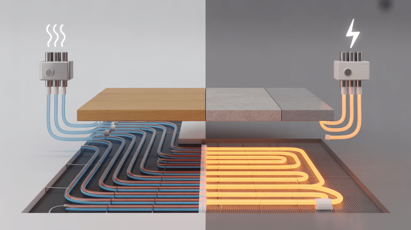 hydronic vs electric radiant flooring