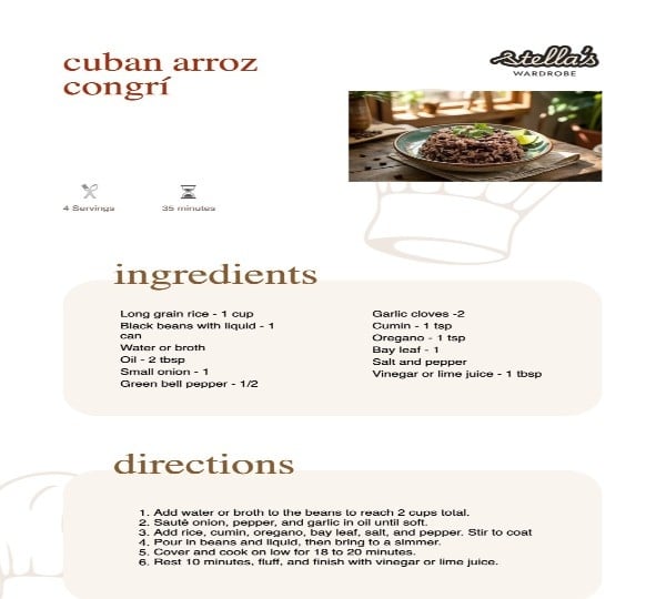 recipe card arroz congri