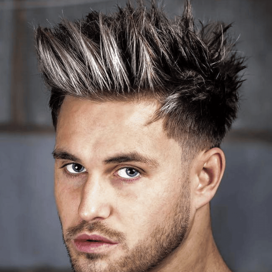 skin fade with brushed up spikes