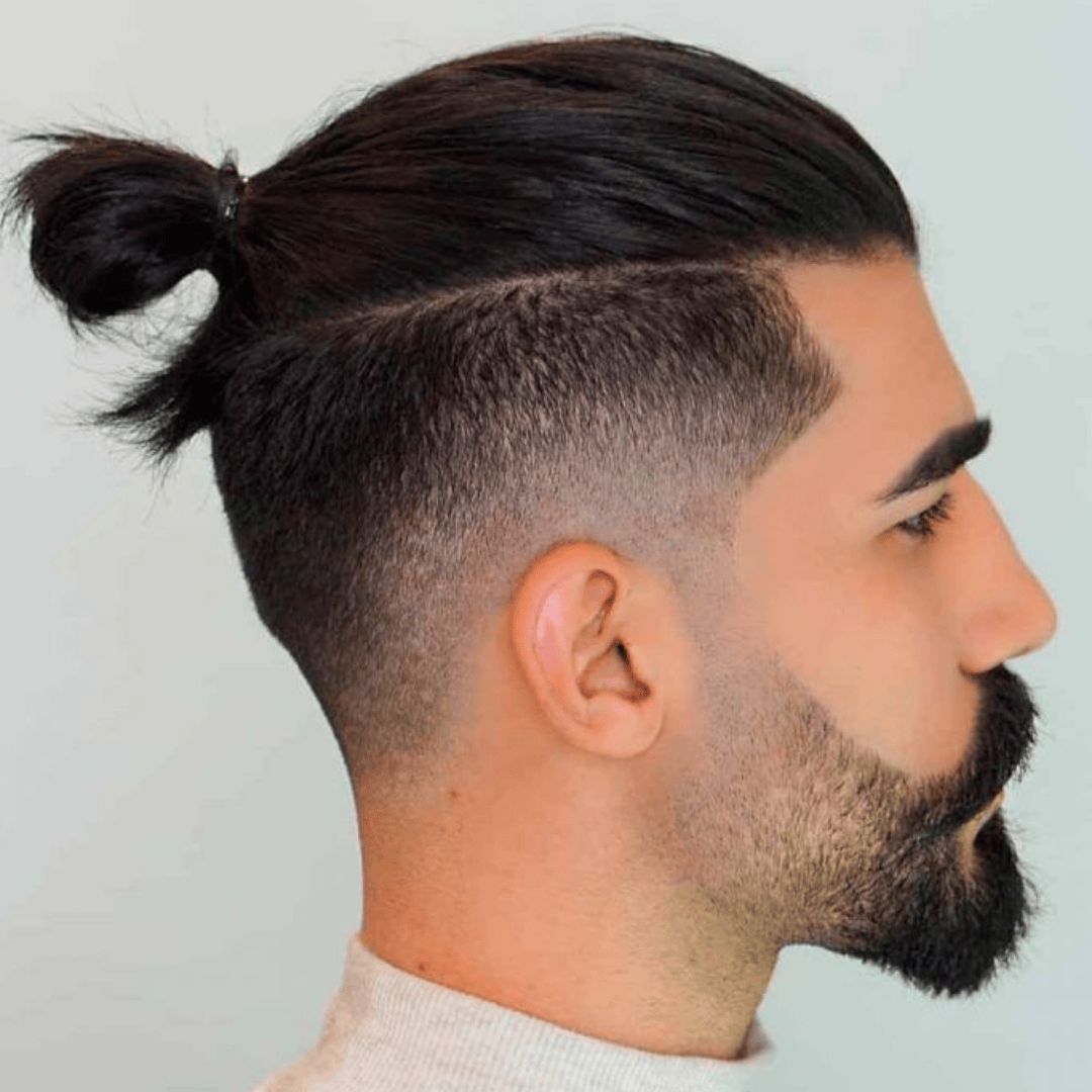 skin fade with man bun
