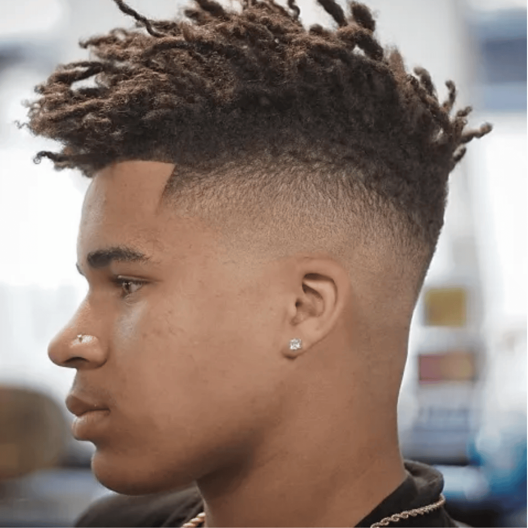 skin fade with short dreads locs on top