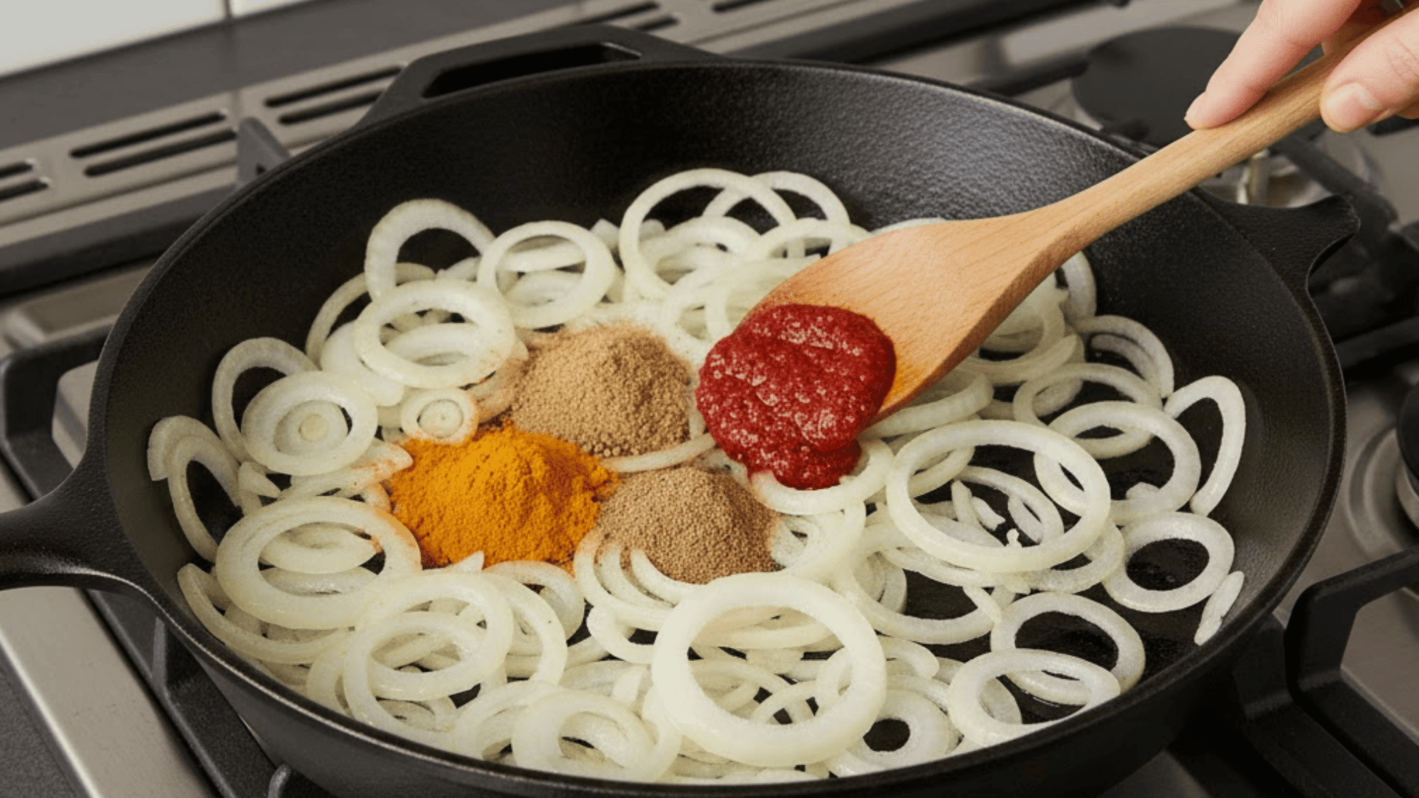step 3 add spices and chili paste