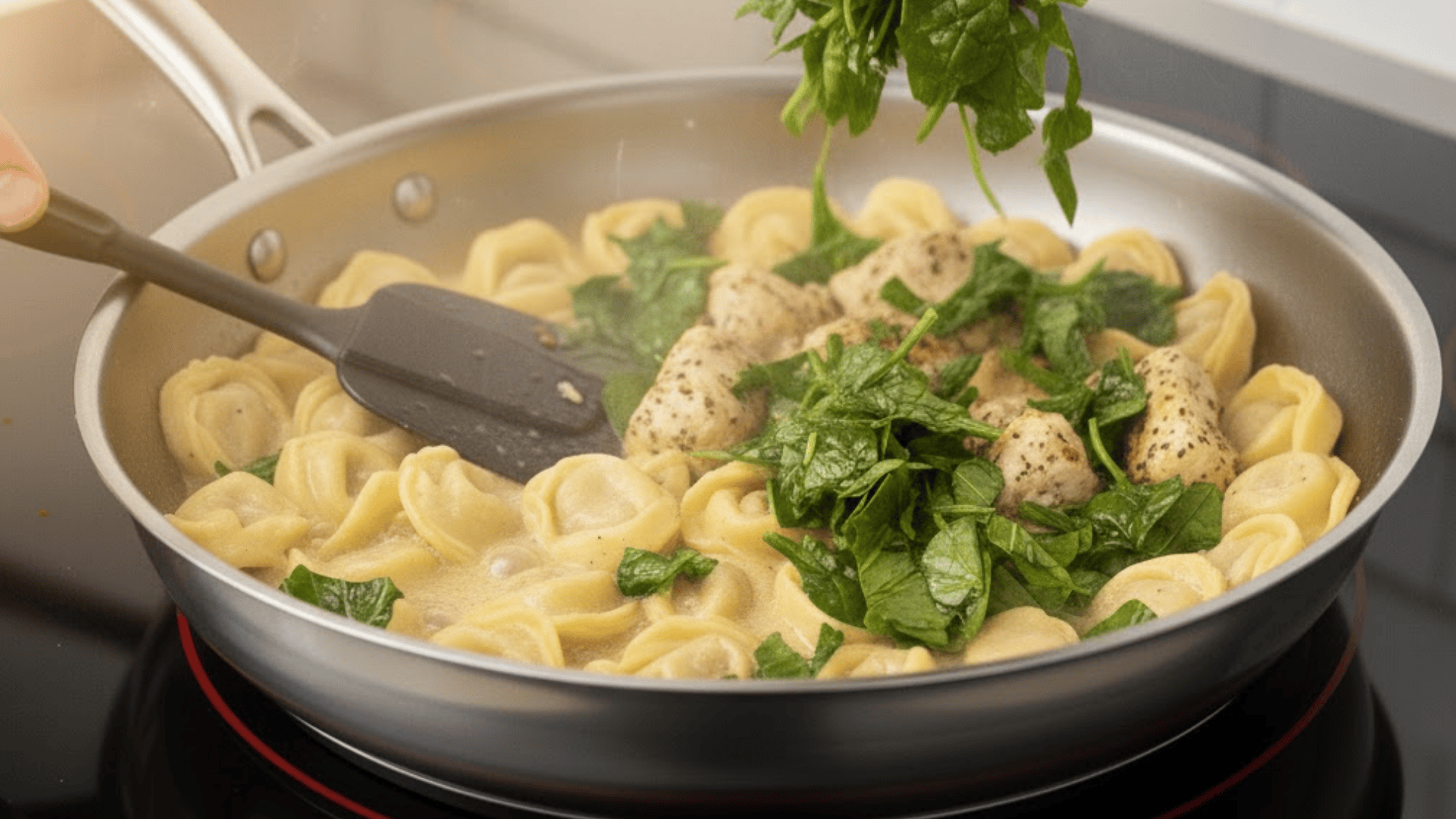 step 5 add spinach and chicken
