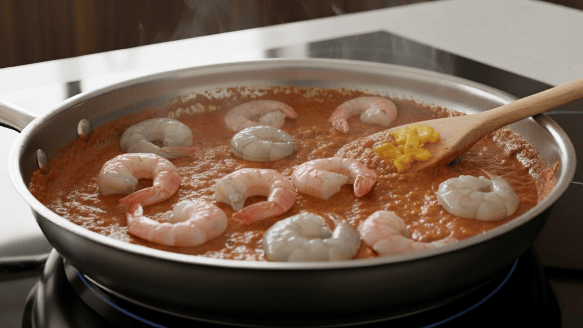 step 5 cook the prawns