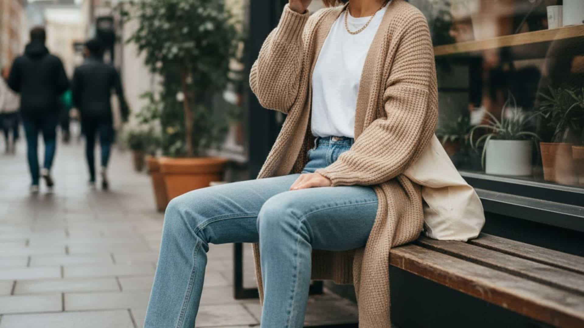 t-shirt-and-jeans-with-an-oversized-cardigan