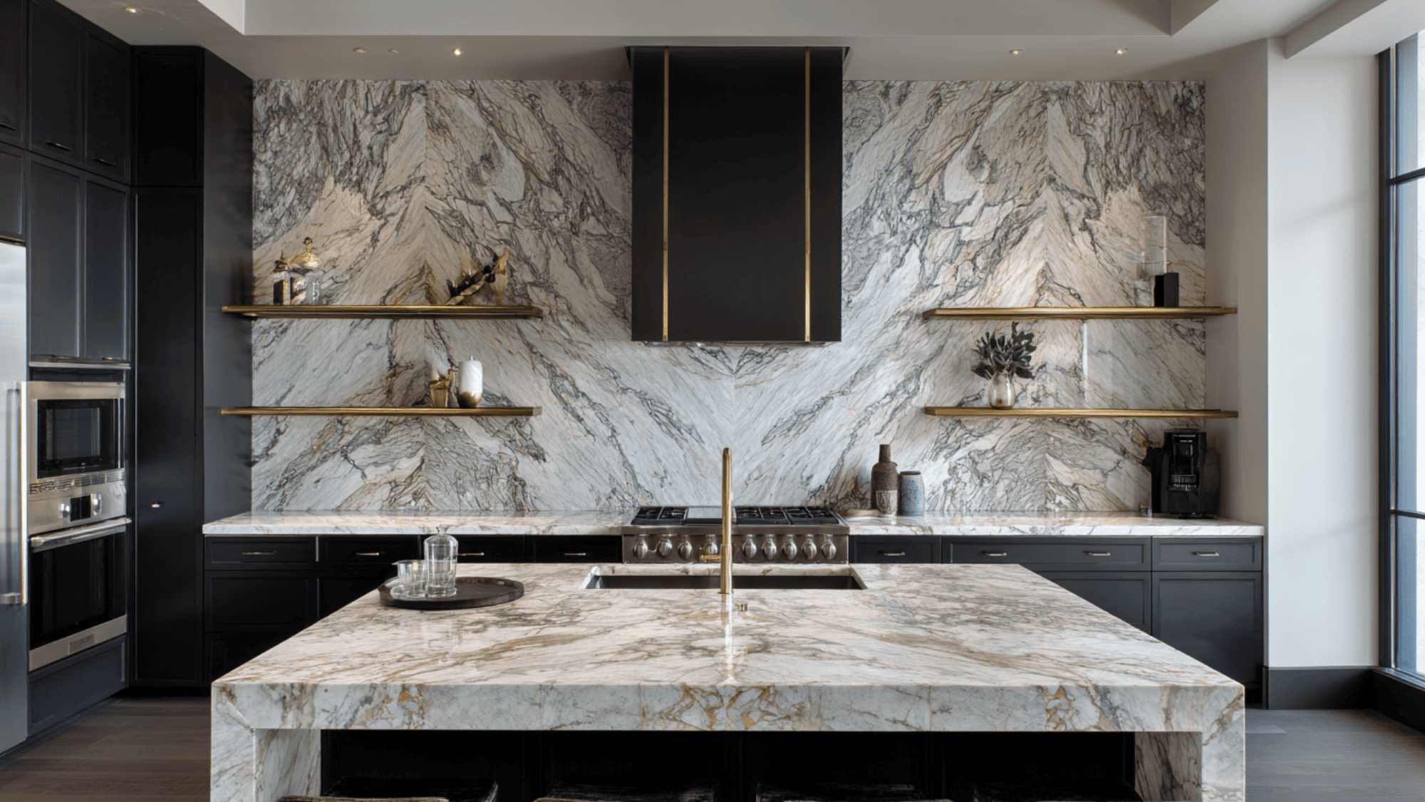 Full Height Stone Backsplash for Maximum Impact