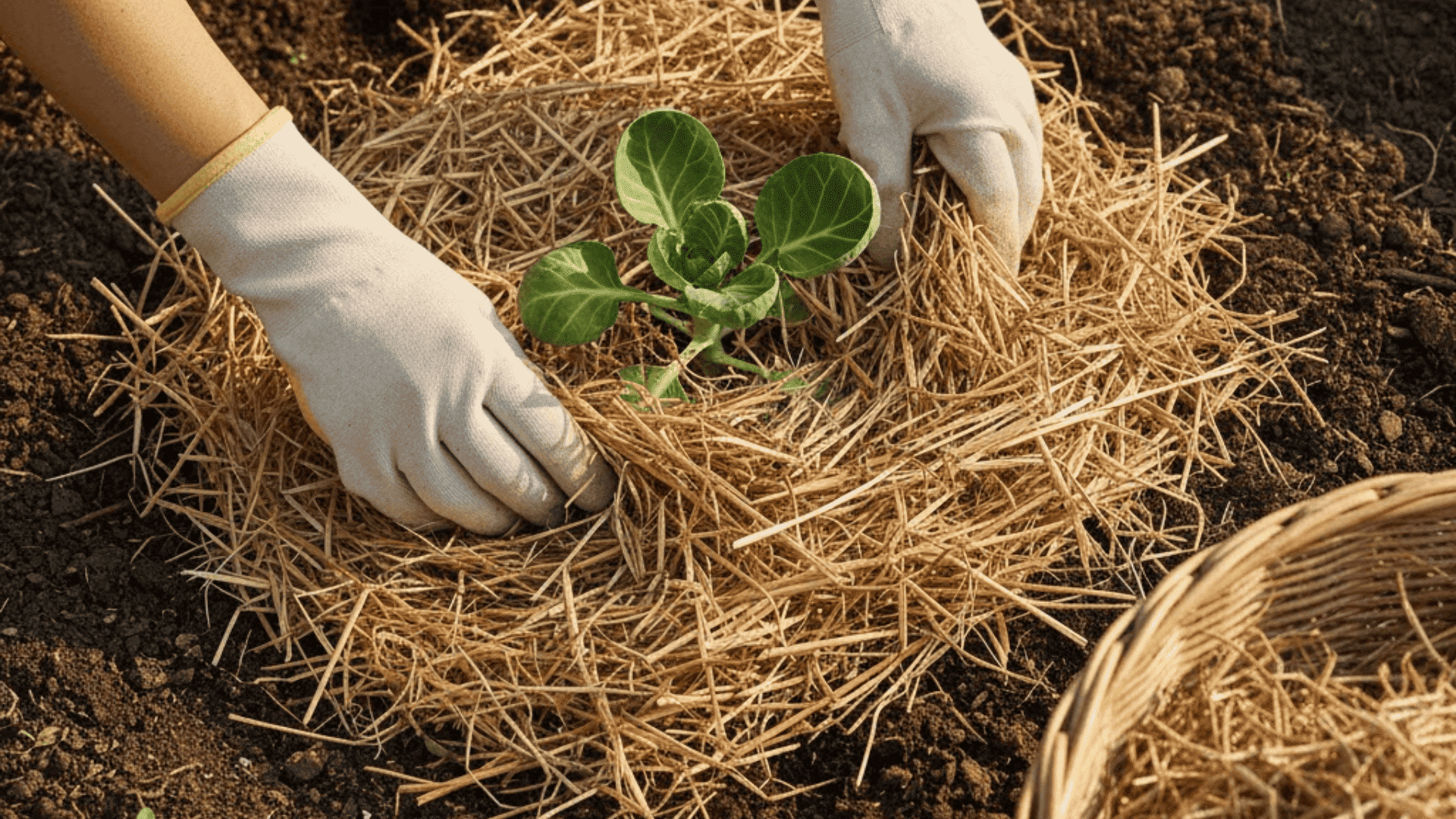 apply mulch around plants growing brussel sprouts