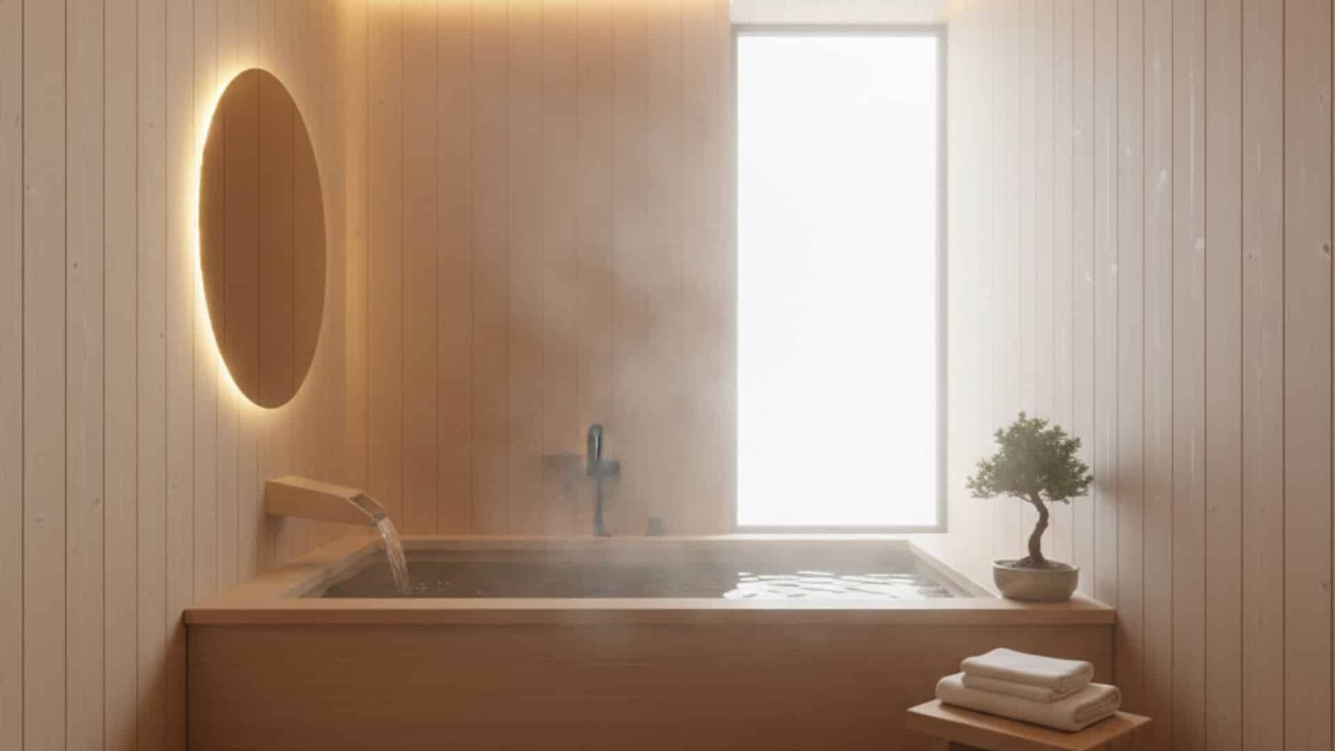 aroma focused bathroom with hinoki