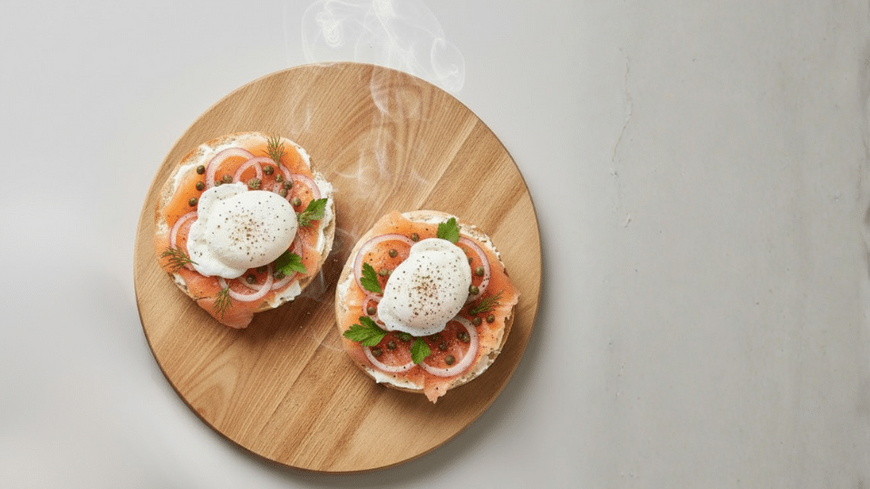 assemble-and-serve-the-classic-bagel-with-poached-egg-cream-cheese-and-capers