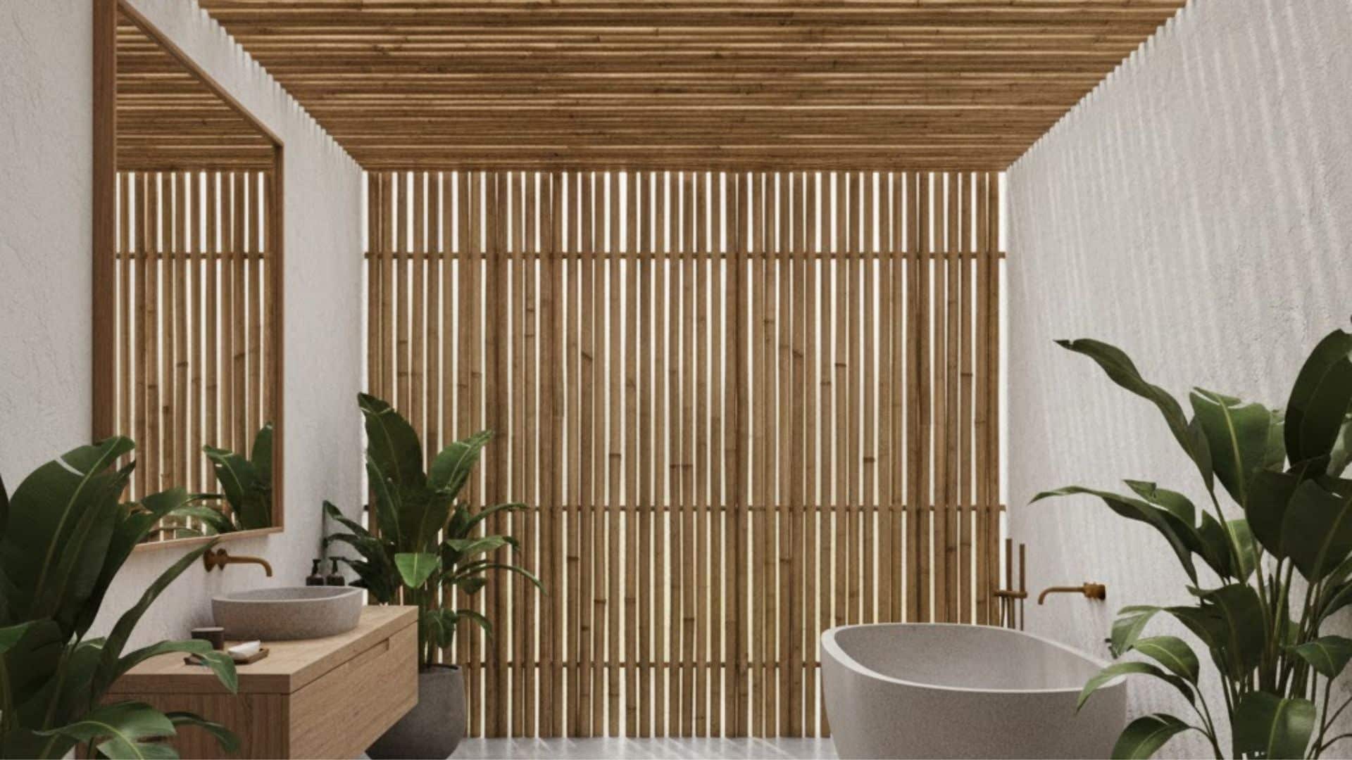 bamboo ceiling slats in bathroom (1)