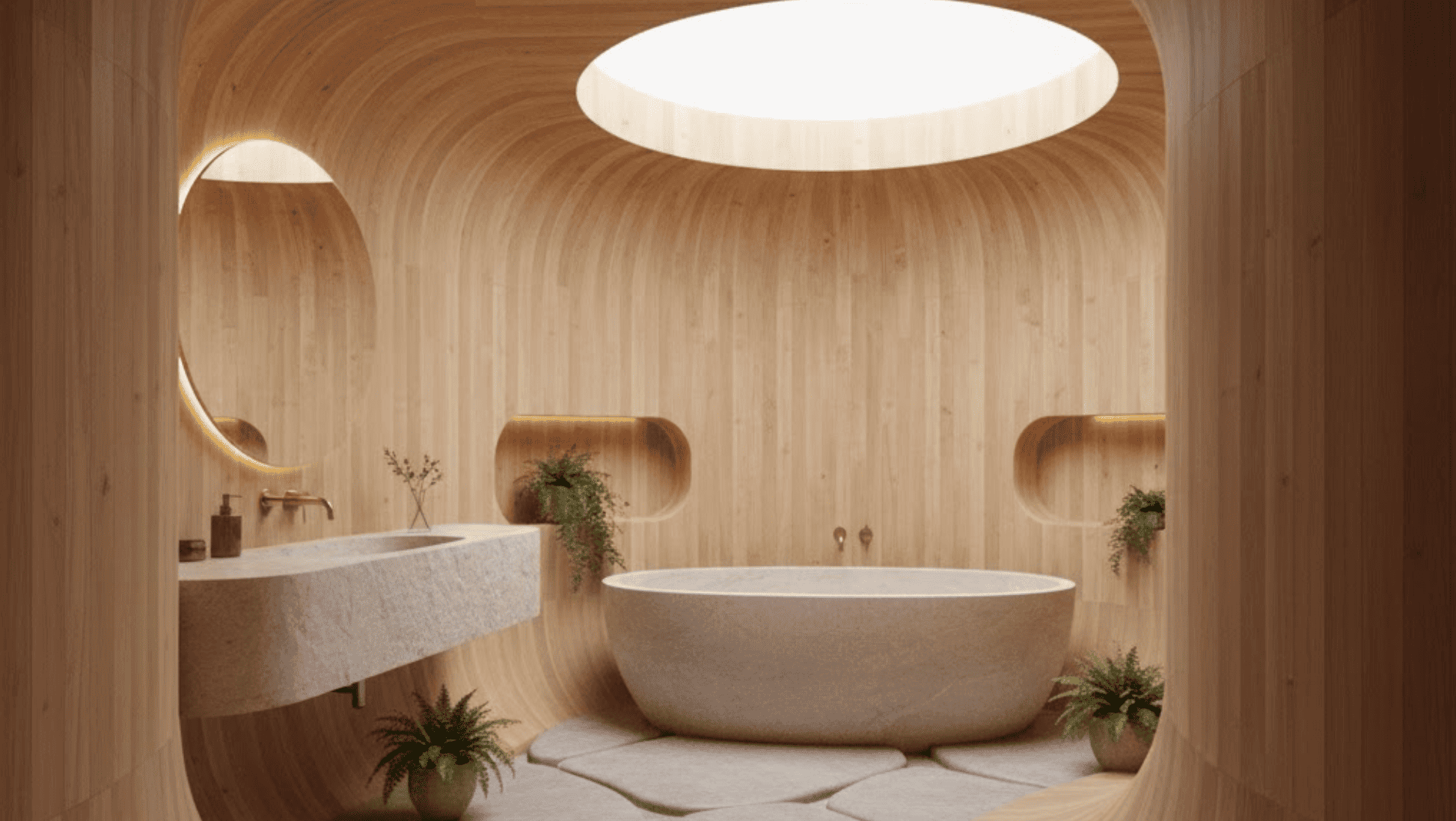 curved wood walls for soft acoustics