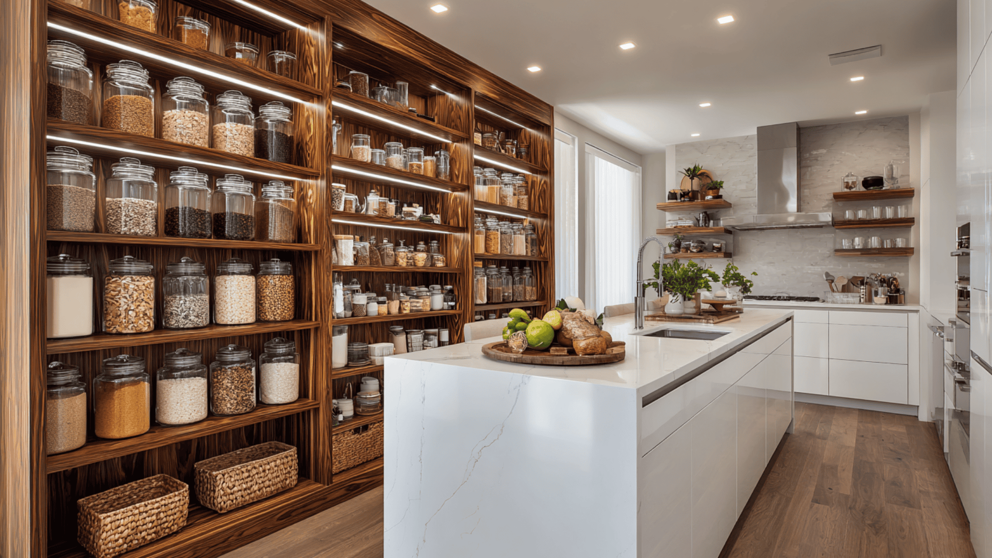 doorless hidden pantry wall for a sleek modern feel