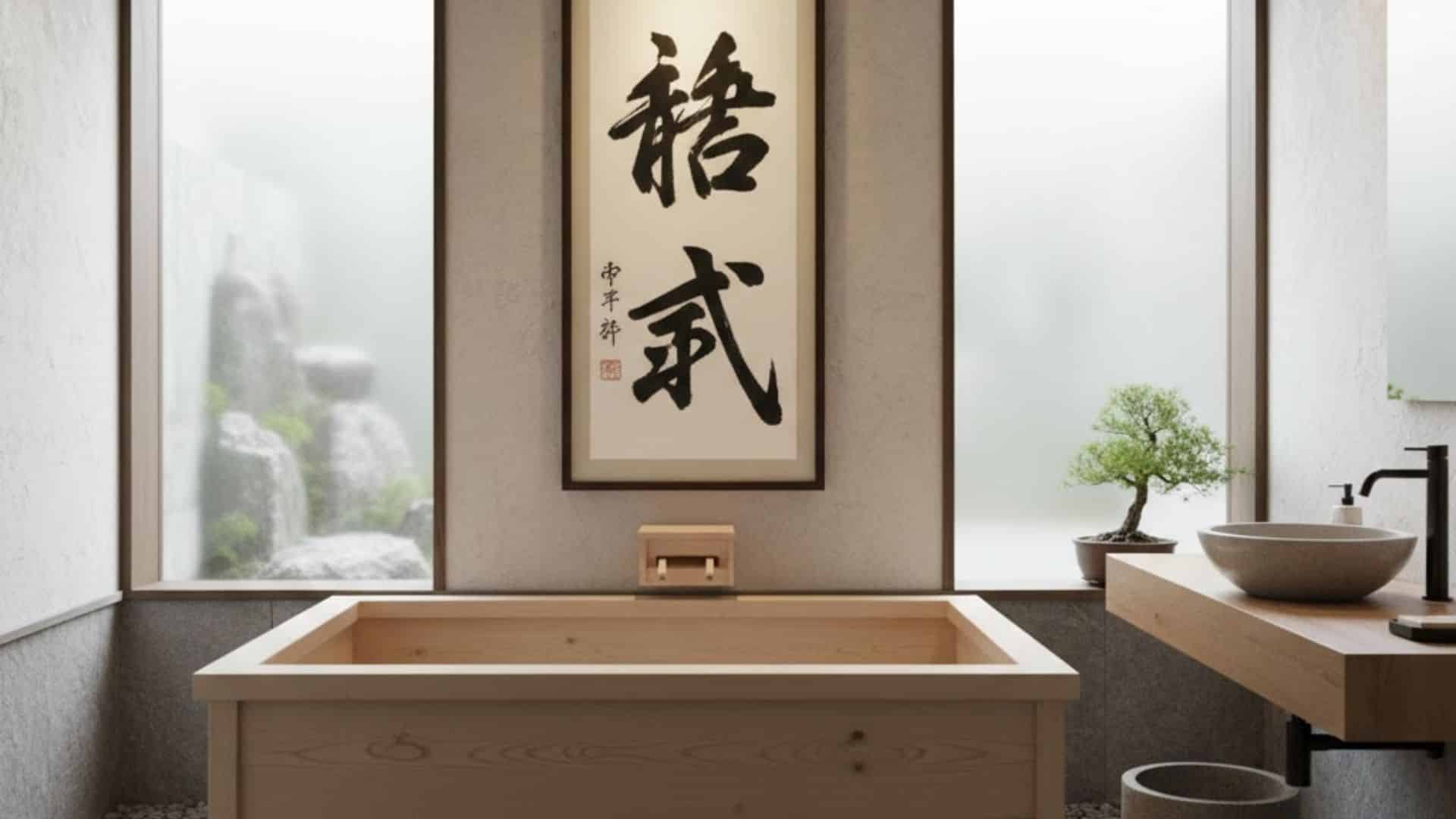 japanese calligraphy wall art bathroom