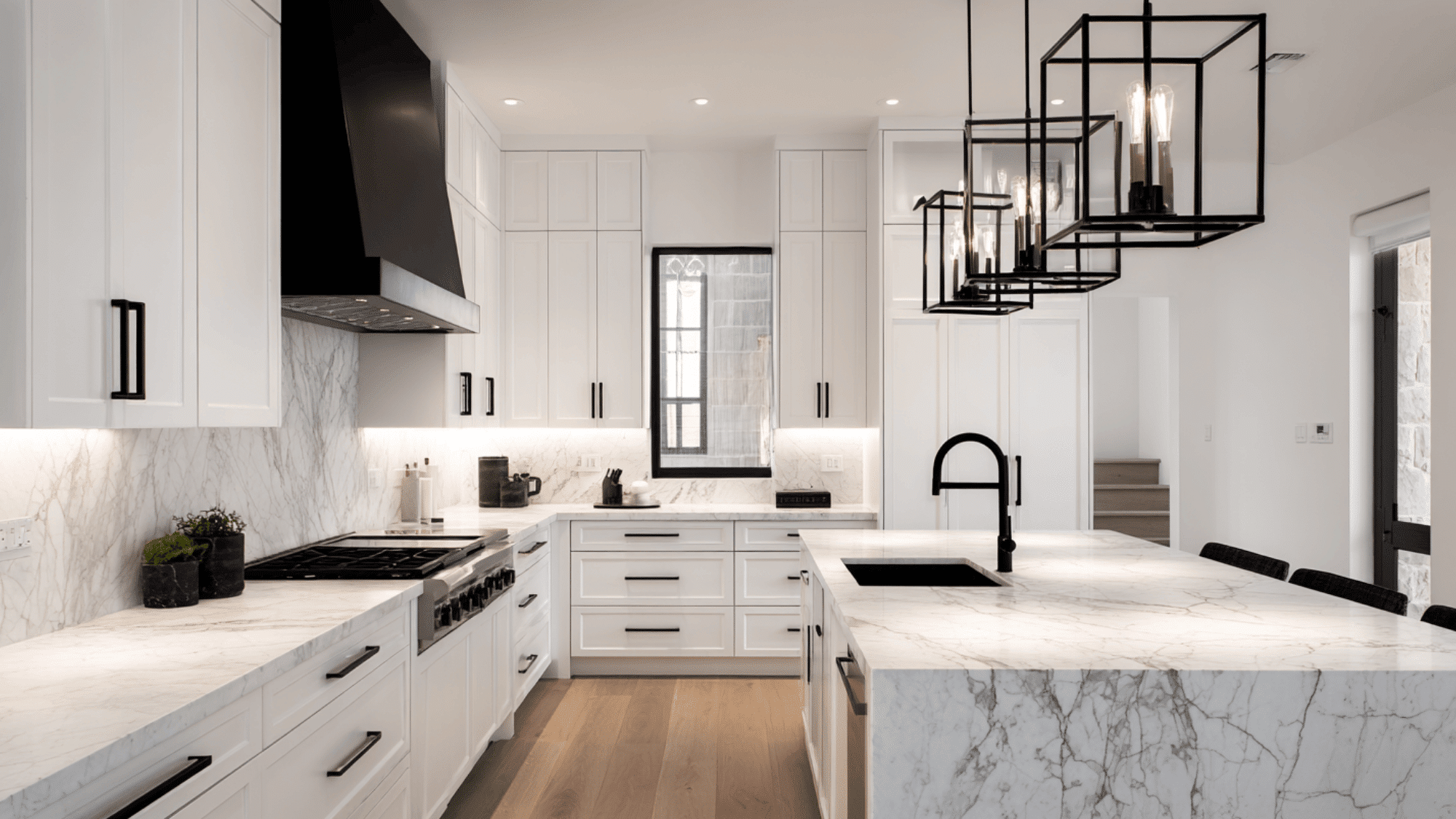 matte black fixtures and hardware for contrast