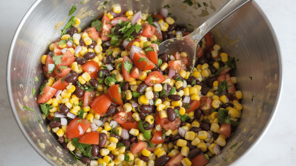mix the corn bean salsa