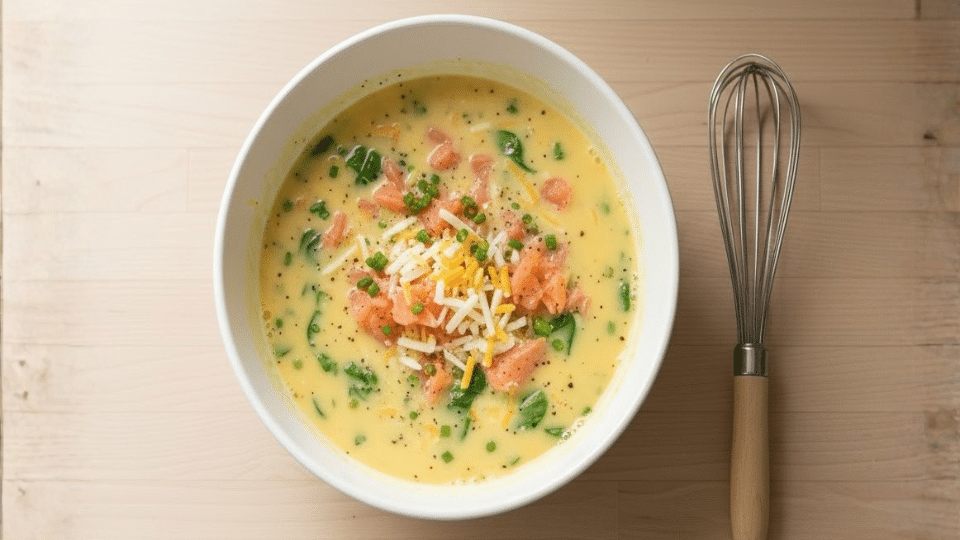 mix-the-eggs-and-fillings-for-smoked-salmon-egg-muffins