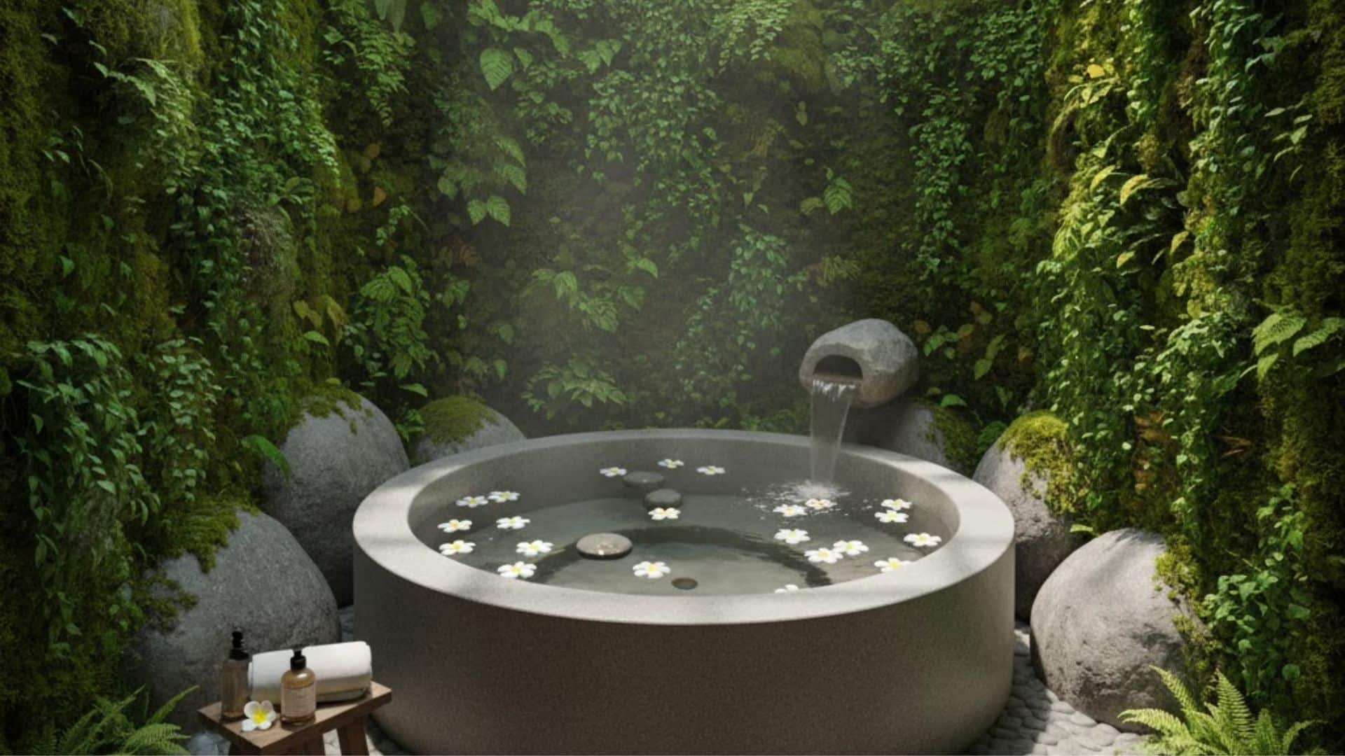 moss walled tub bathroom