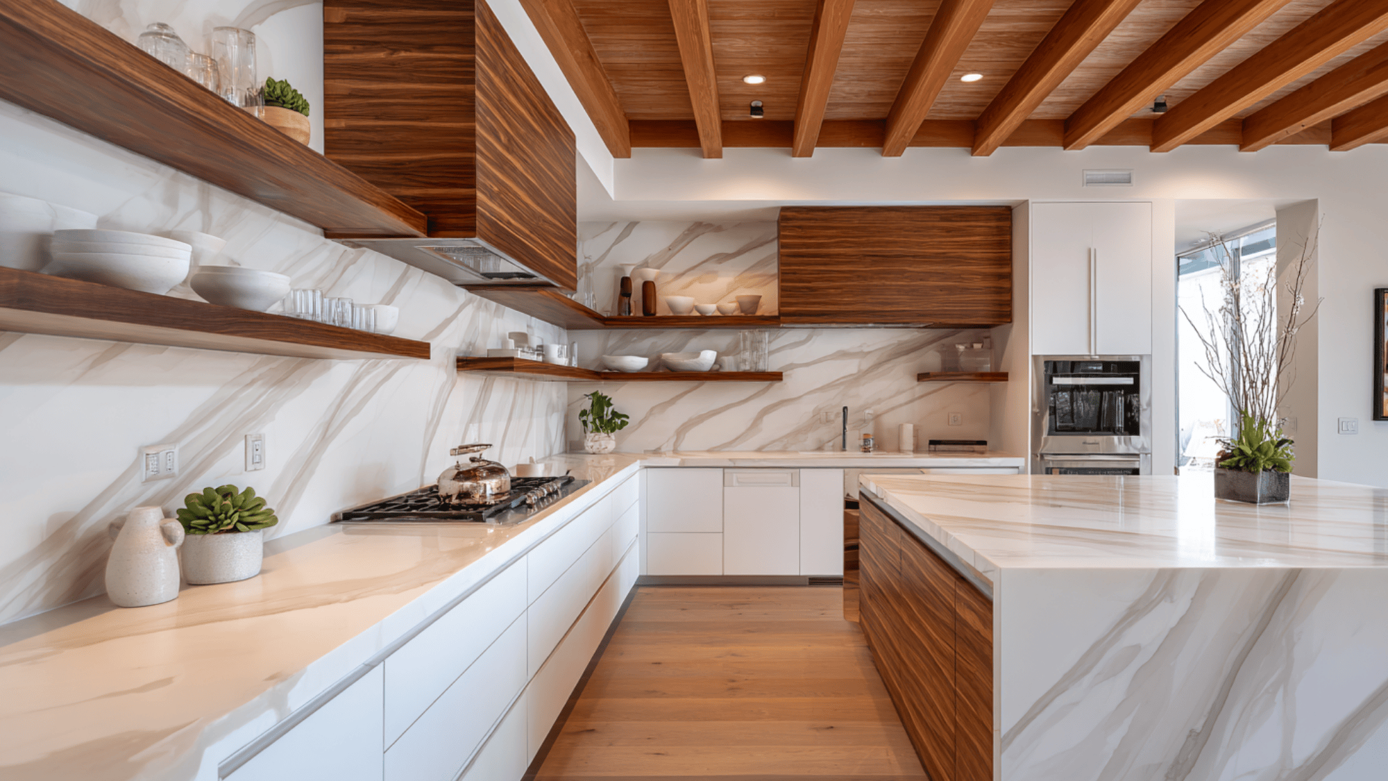 natural wood accents for soft contemporary luxury