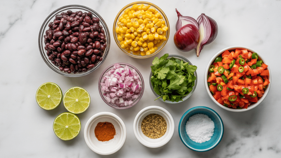 prep and rinse for corn bean salsa