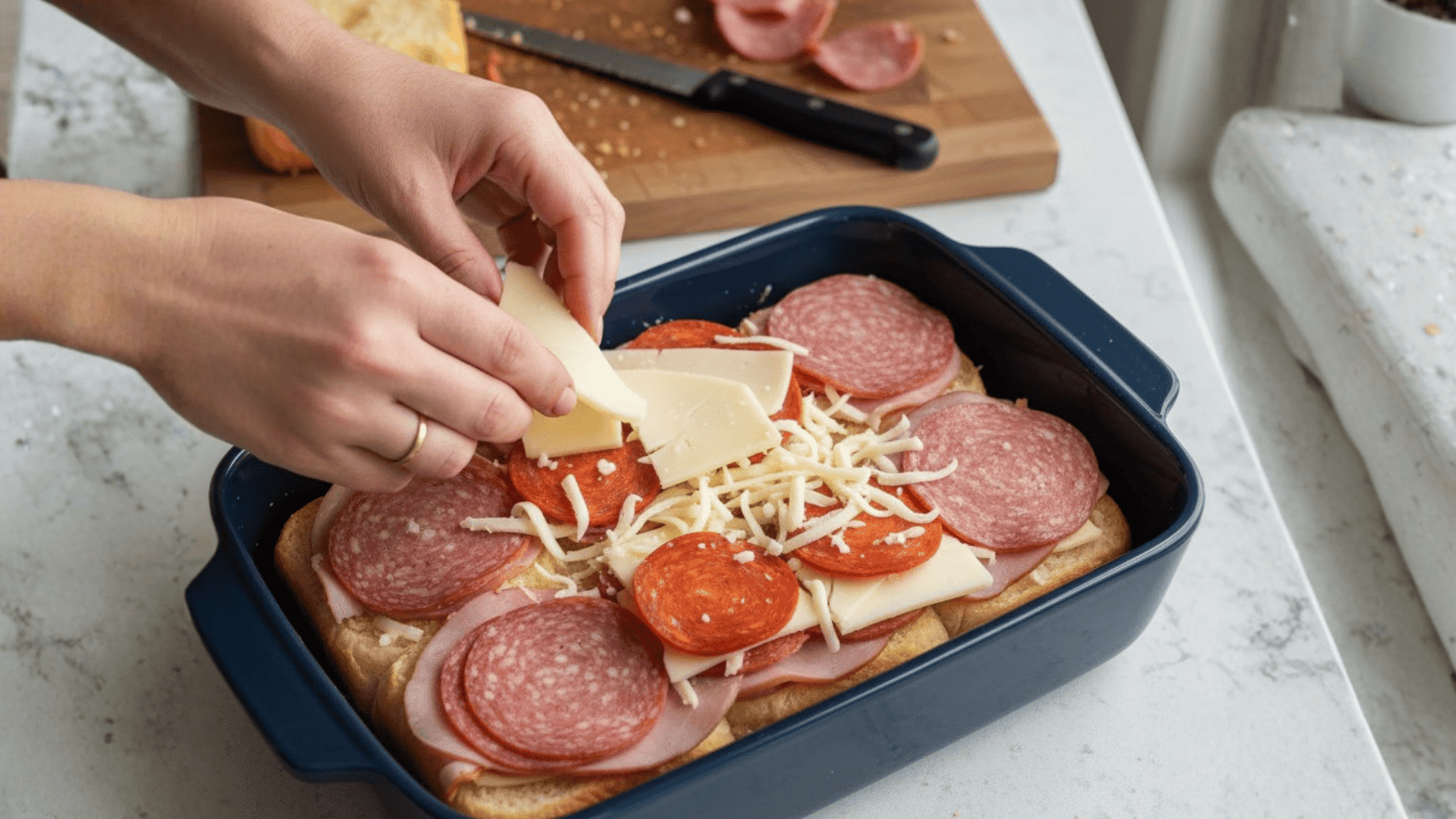 step 2 layer the meat and cheese