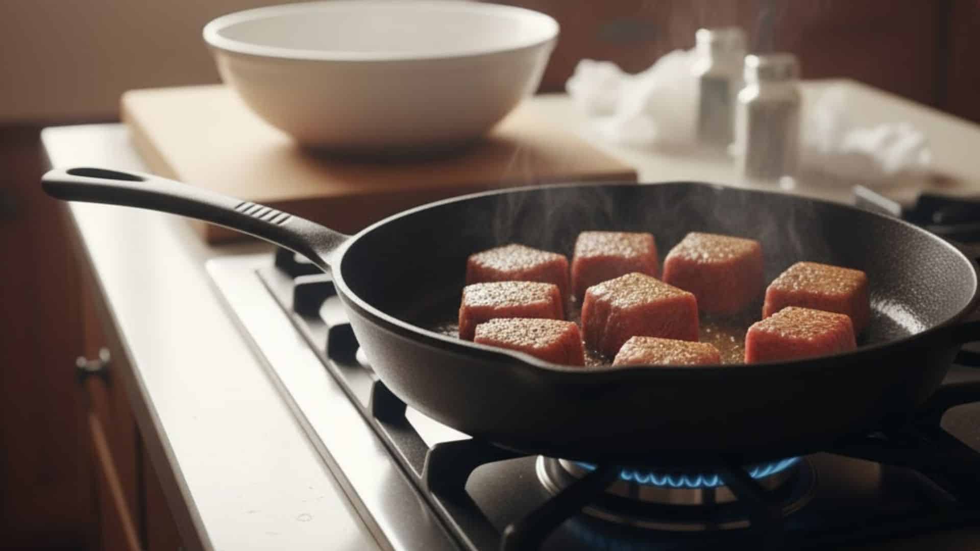 step four sear the steak bites