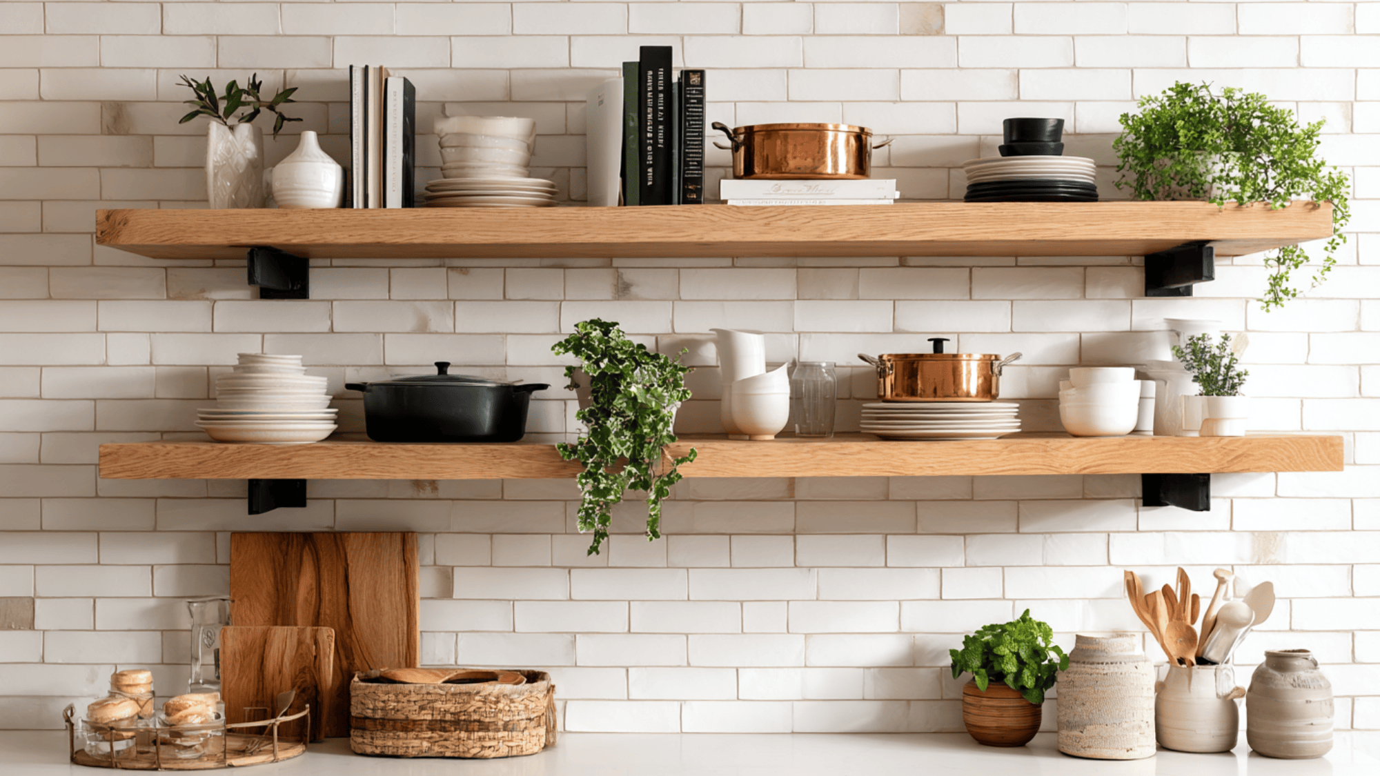 styled open shelving for an airy curated feel