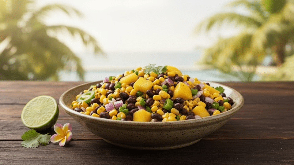 tropical sweet corn bean salsa