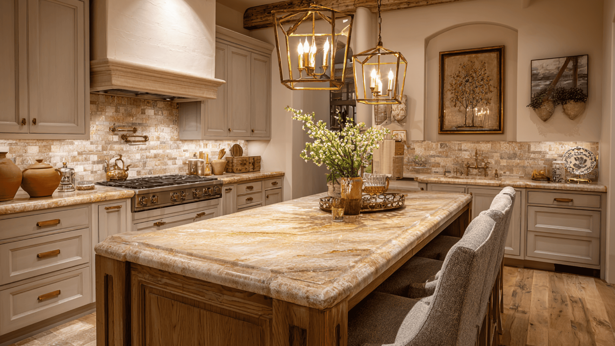 warm beige and earth tone luxury kitchen palette