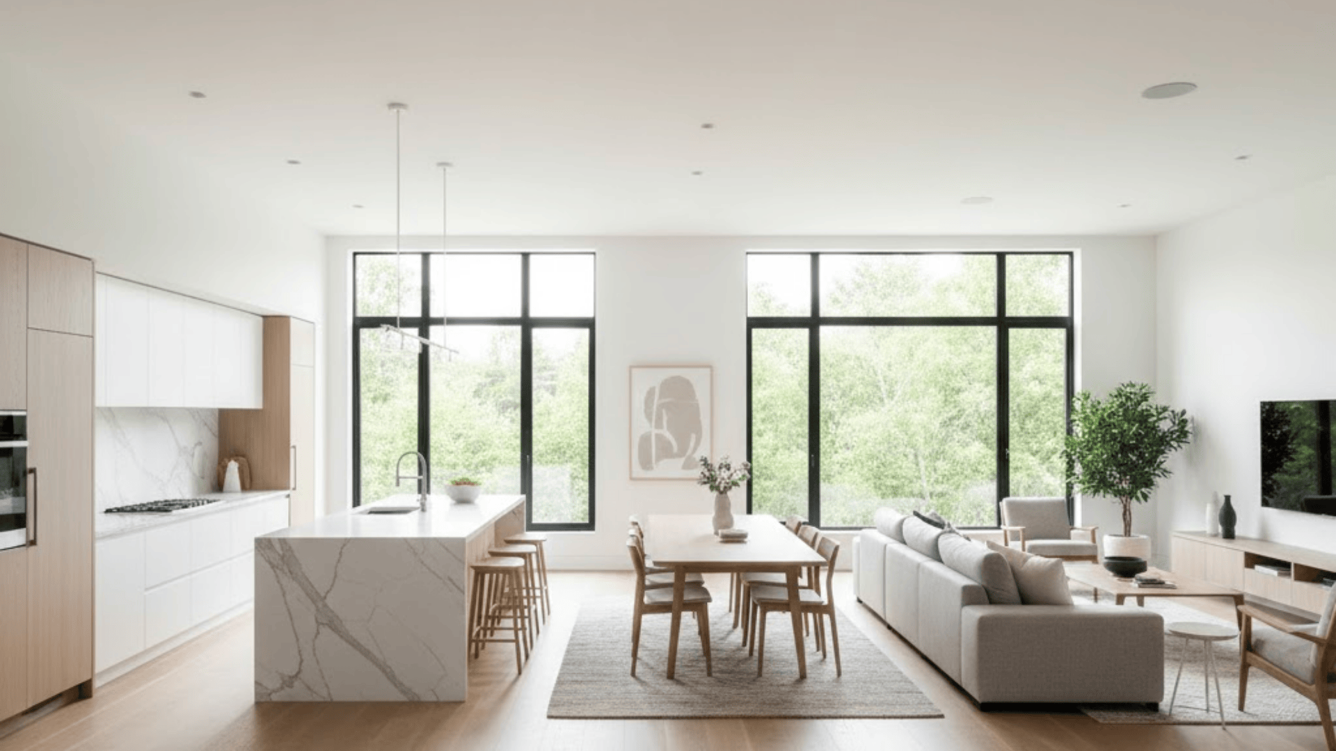 Off center kitchen placement