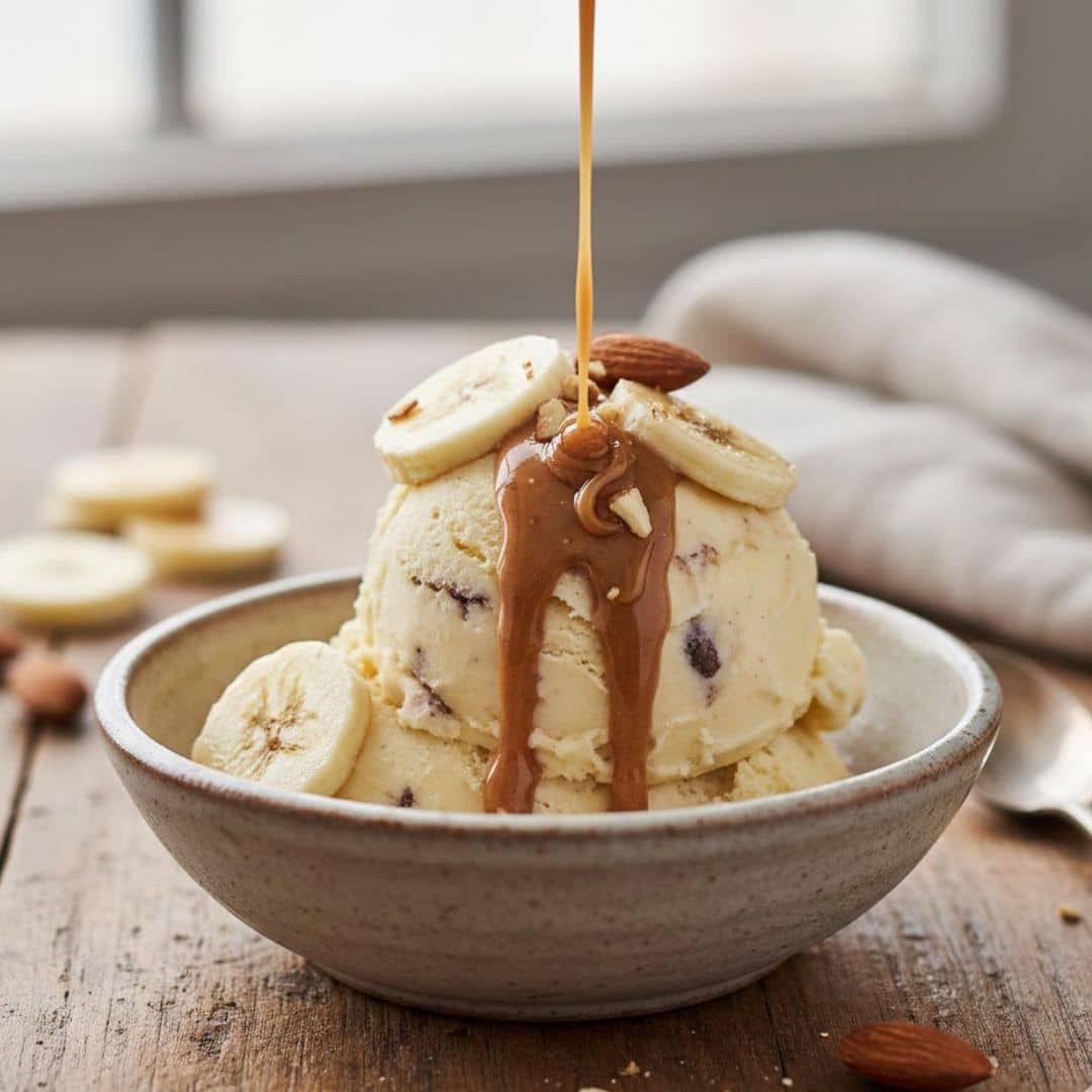 banana almond butter protein ice cream