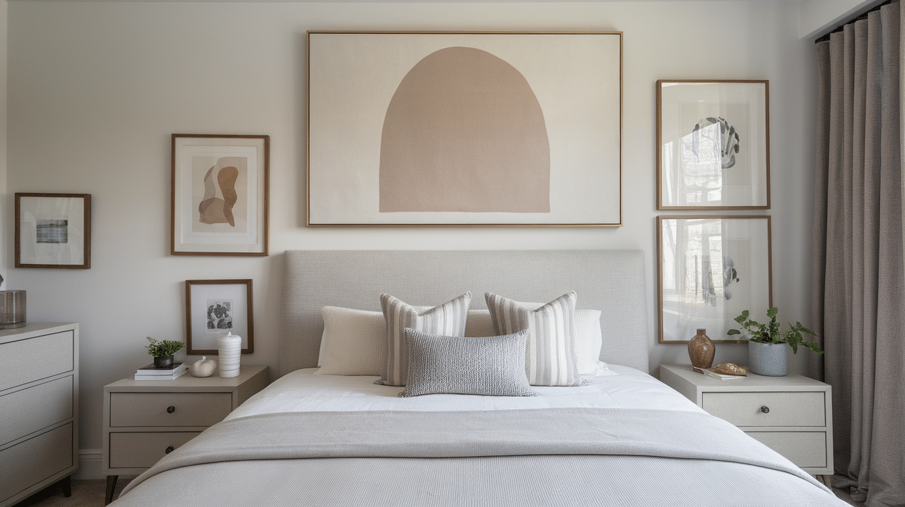 bedroom picture hanging height