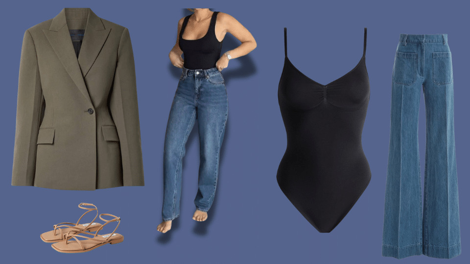 bodysuit and minimal sandals for streamlined elegance