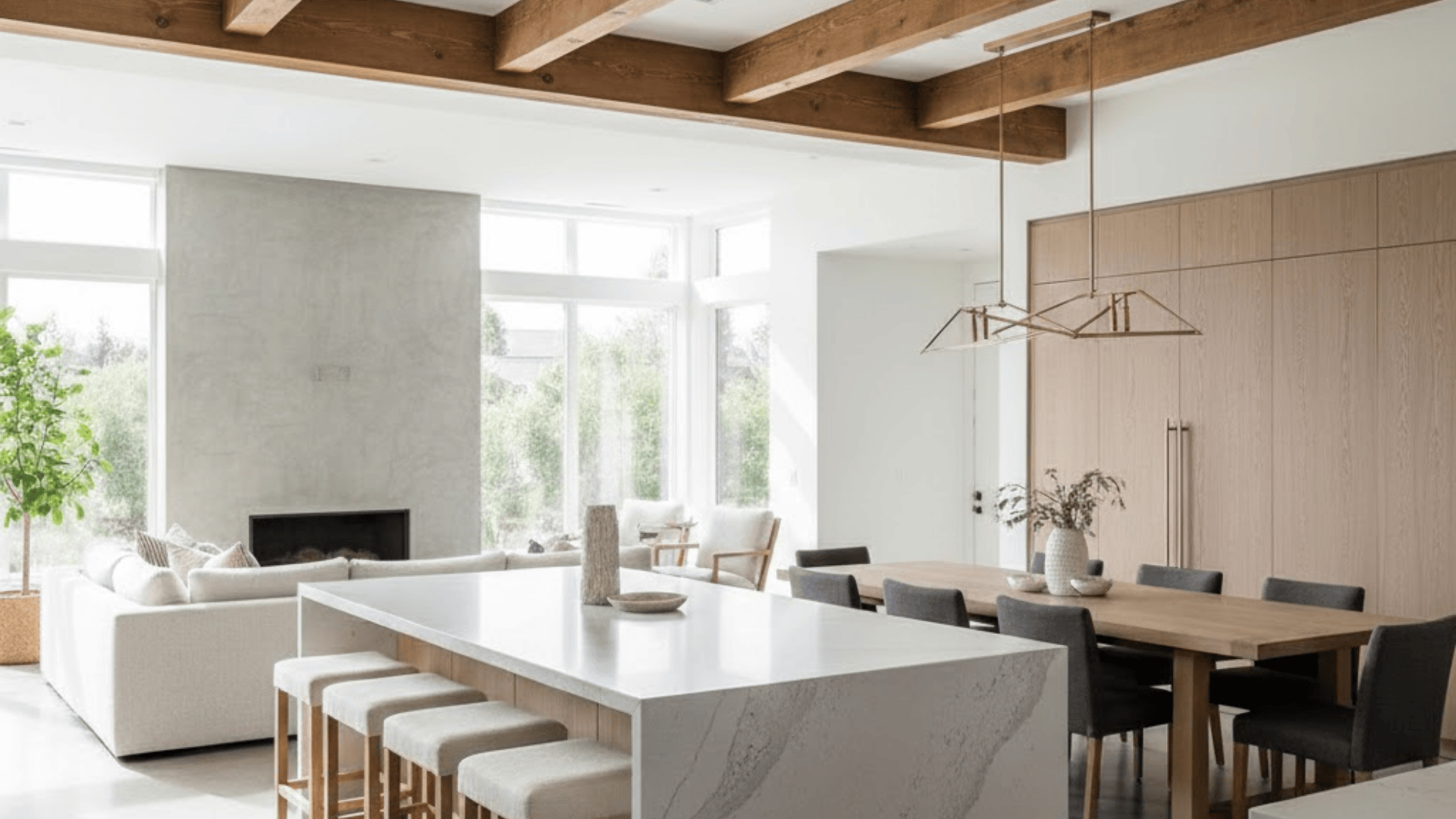 ceiling beams for visual zones