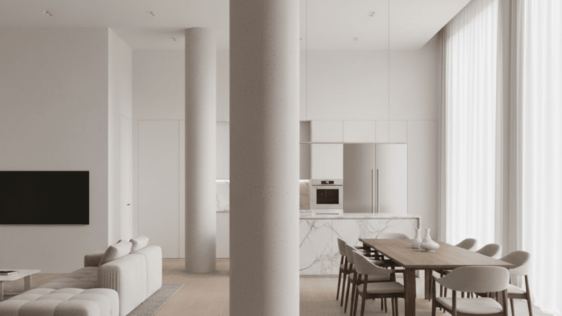 column supported open layout