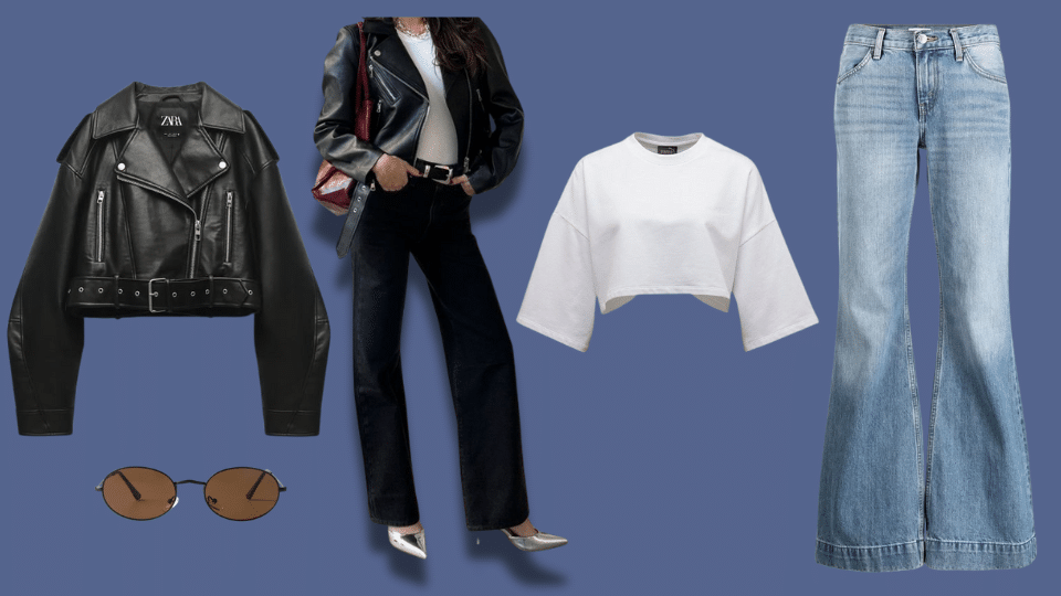 cropped leather jacket for edgy casual look