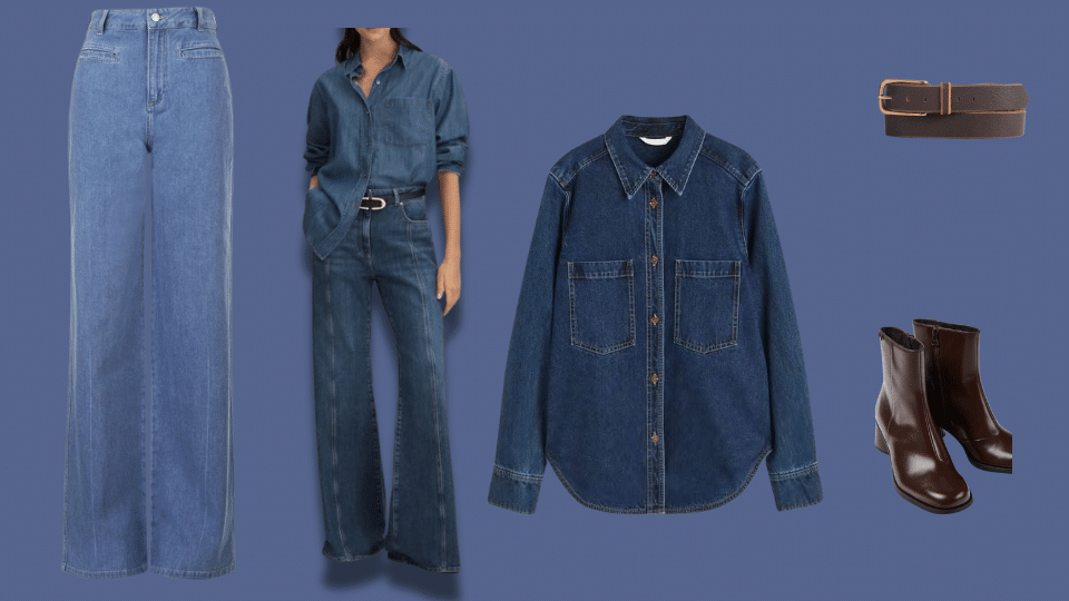 denim on denim with flare jeans for western edge