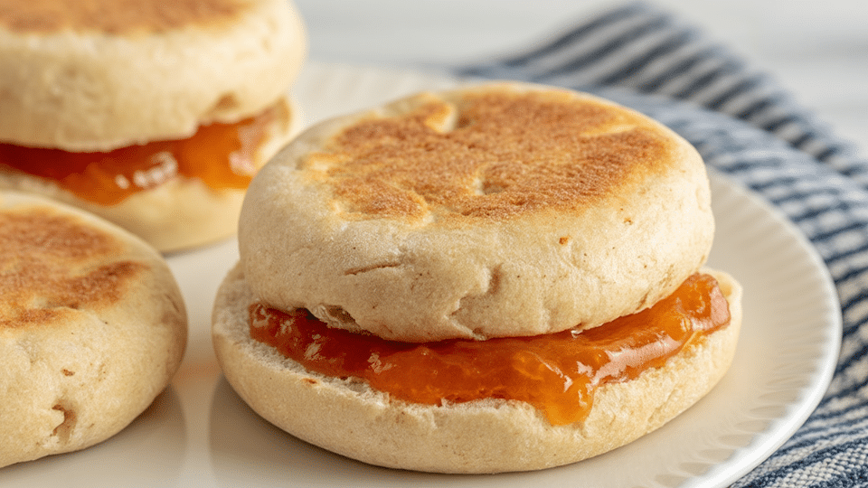 english muffin jam sandwich
