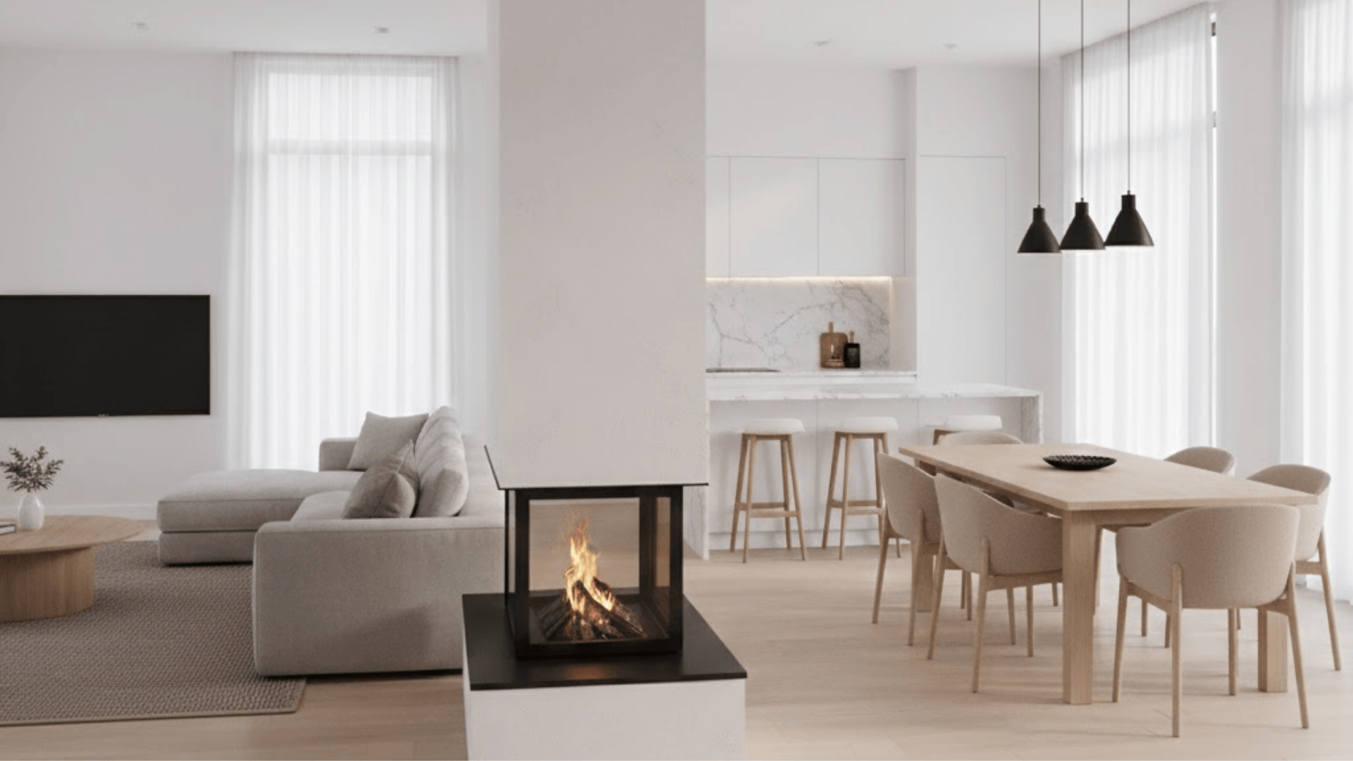 freestanding fireplace centerpiece