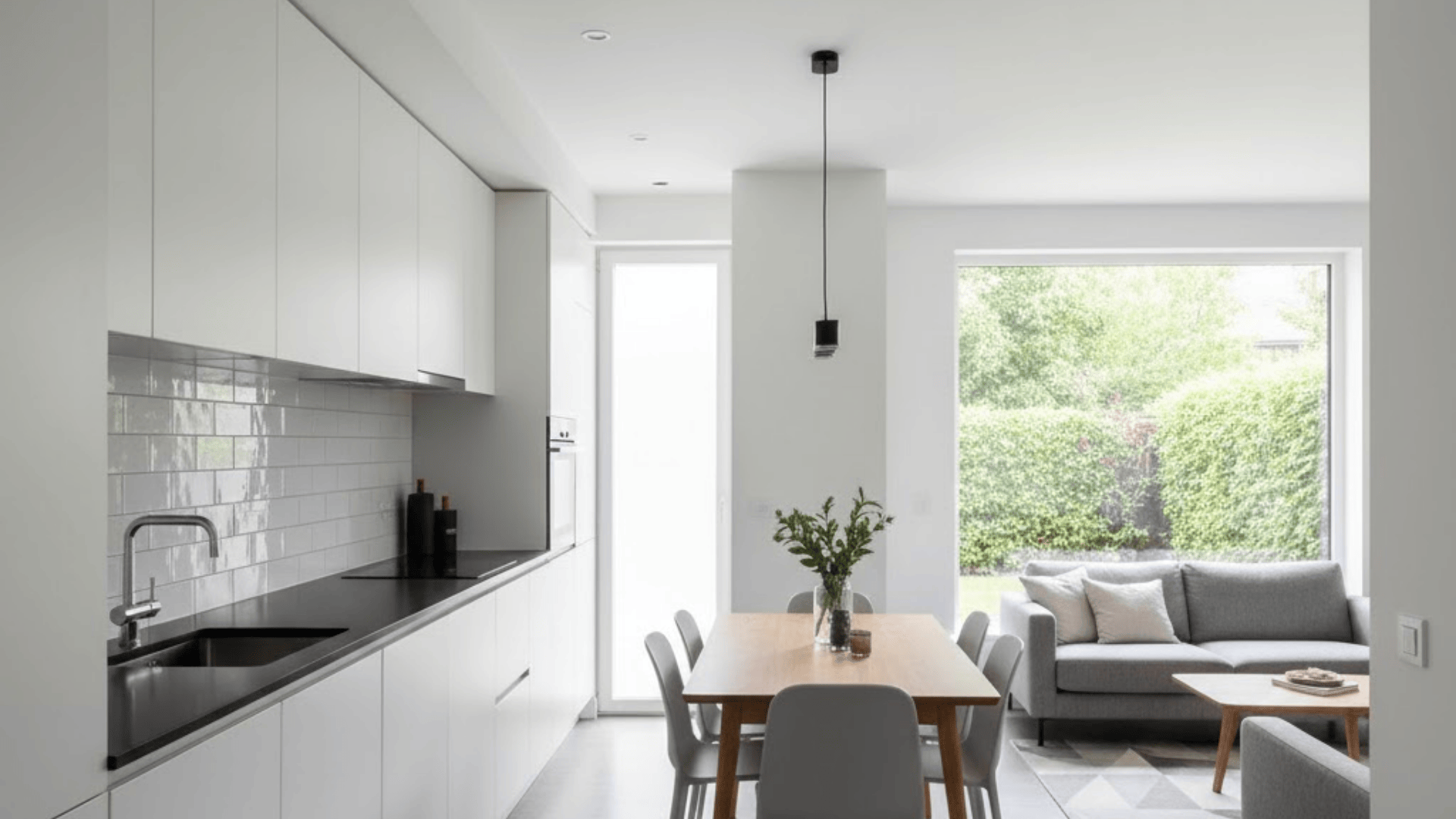 galley kitchen open plan