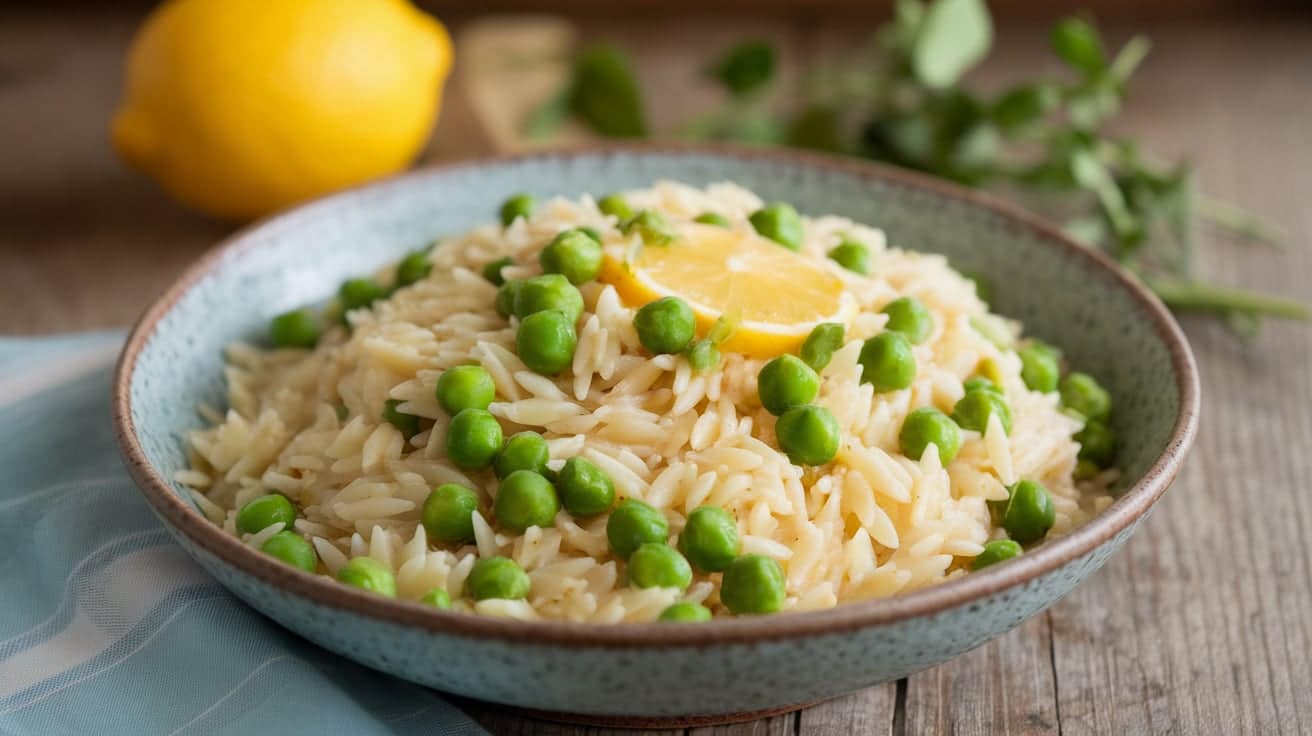 lemon orzo pasta peas