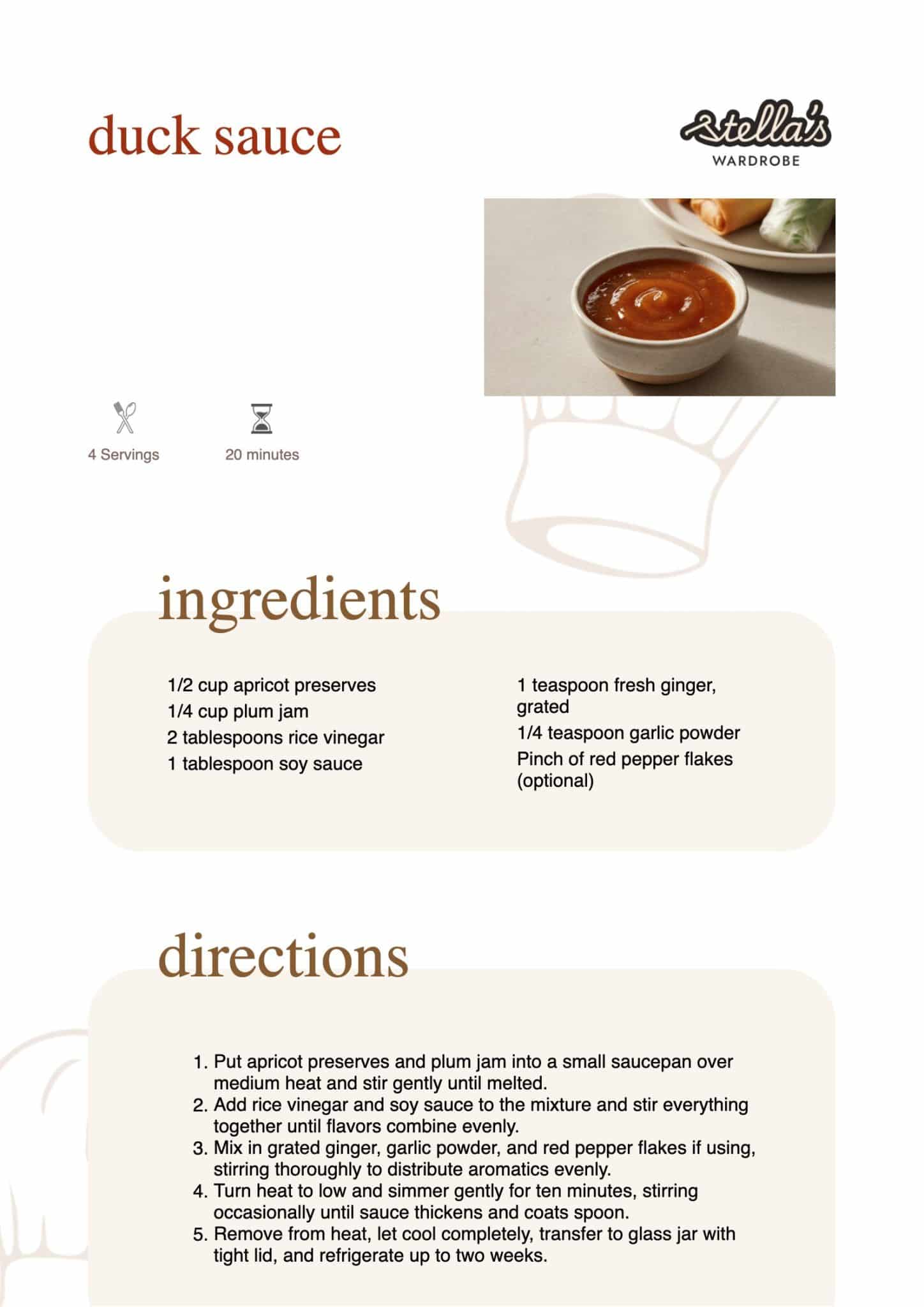 recipe card of duck sauce