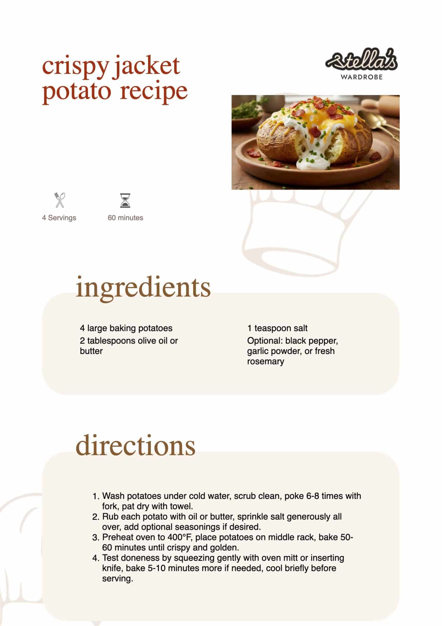 recipe card of jacket potato