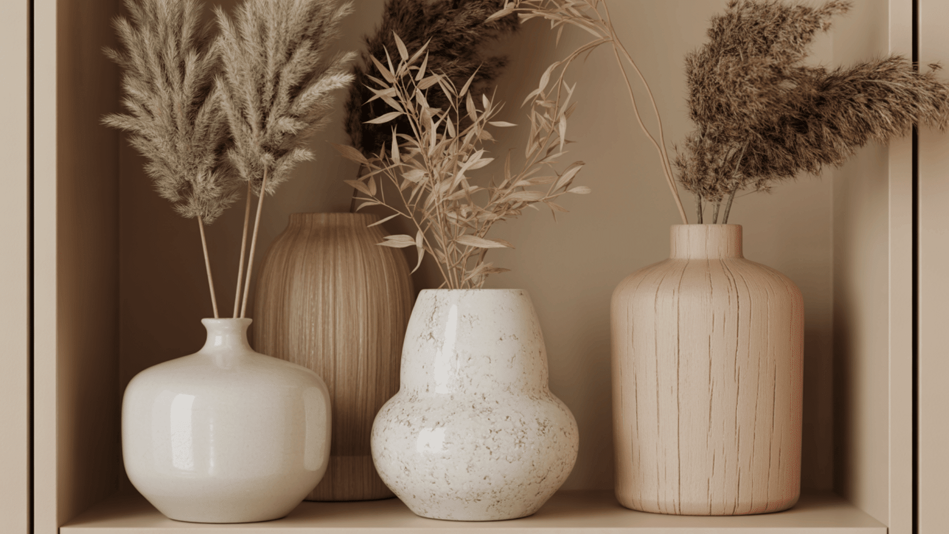 add wooden or ceramic vases for natural appeal