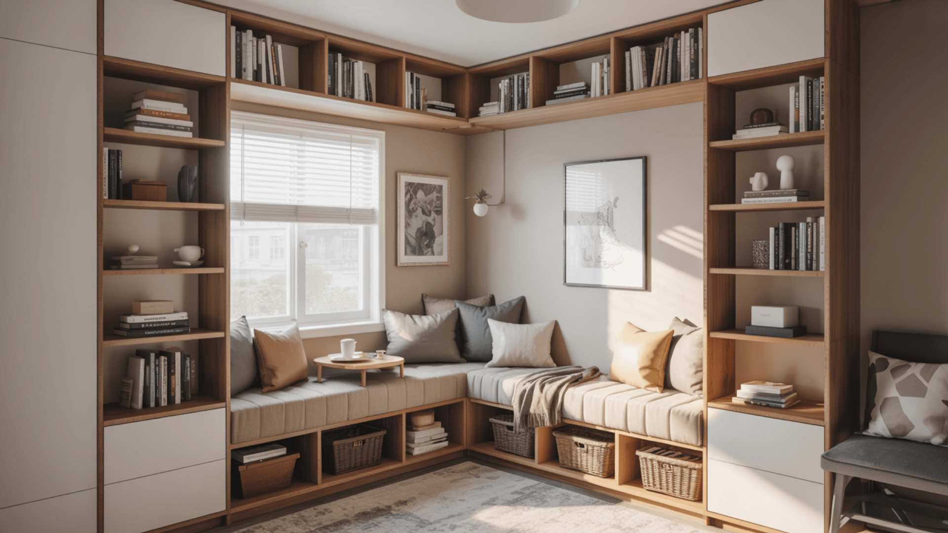 create a dedicated reading nook with built in storage