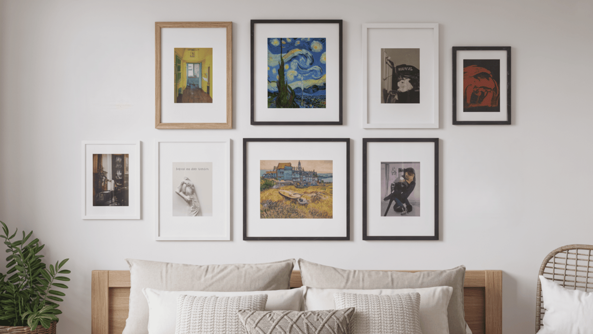 layer wall art with cozy themed frames