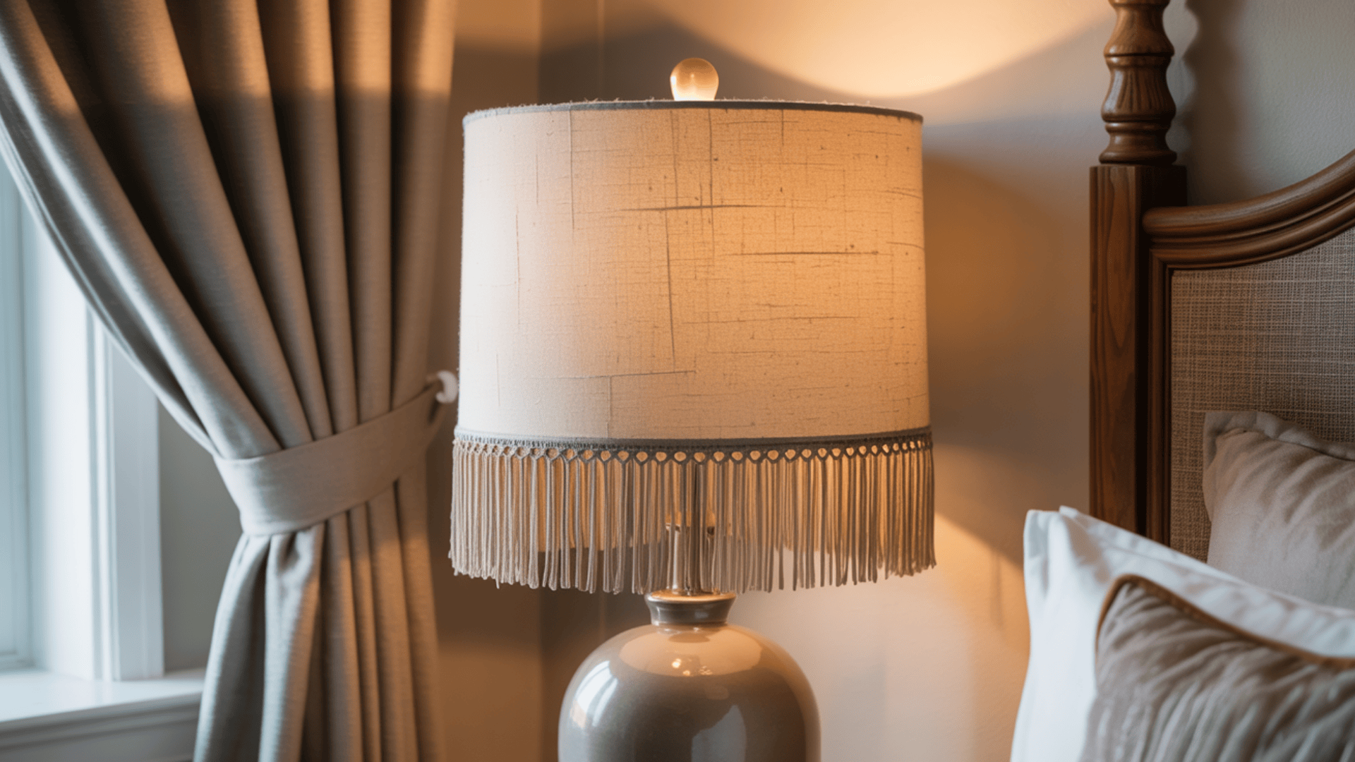use fringed lampshades or curtains for retro texture