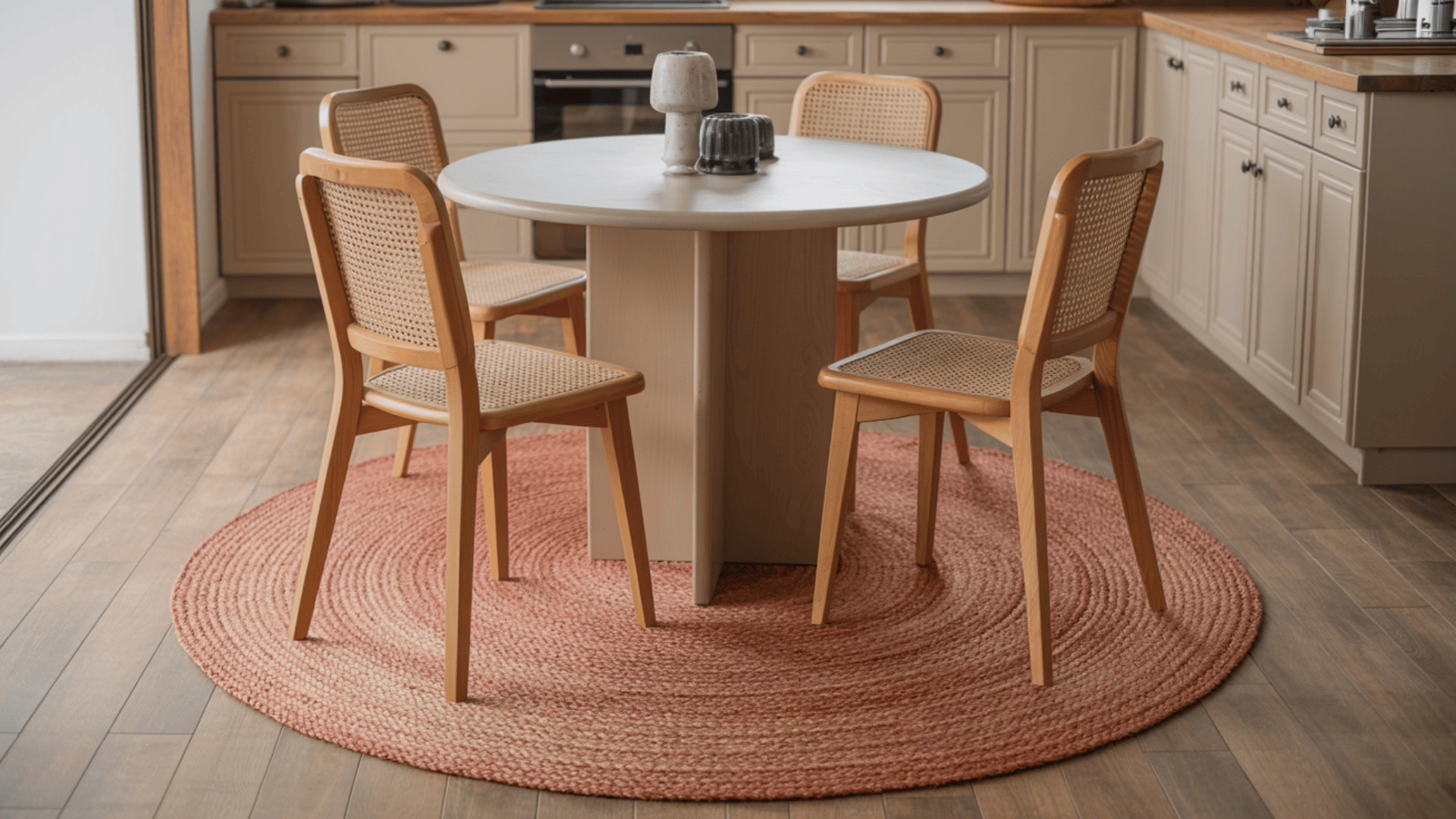 use small decorative rugs in key areas