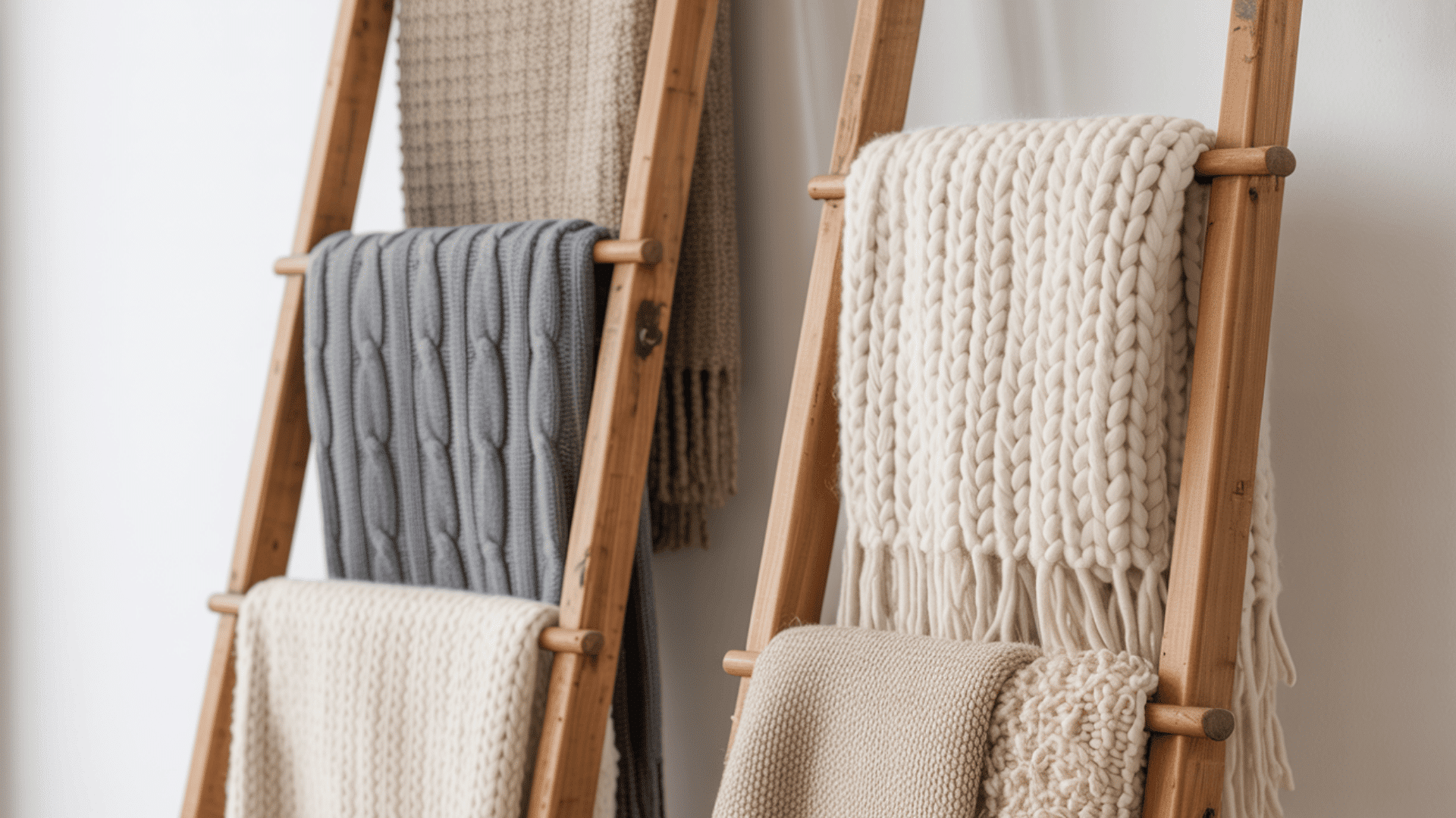 use wooden ladders to display blankets
